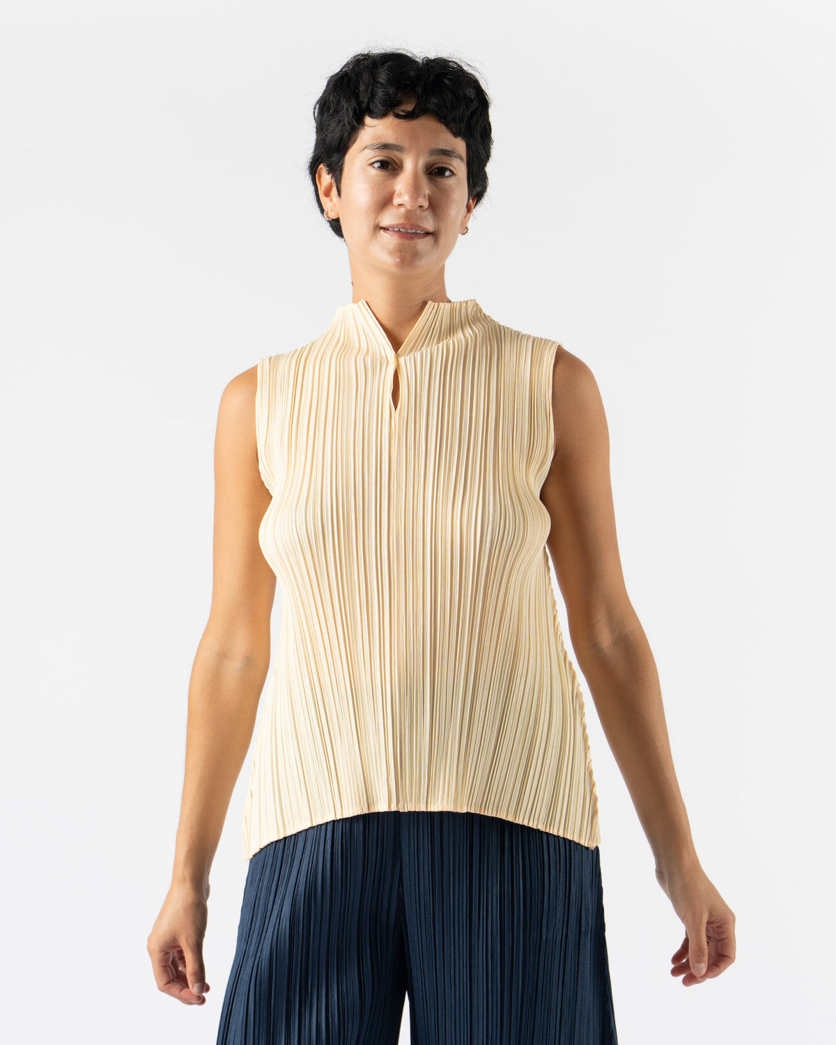 Pleats Please Issey Miyake Mellow Pleats in Cream Yellow Curated 