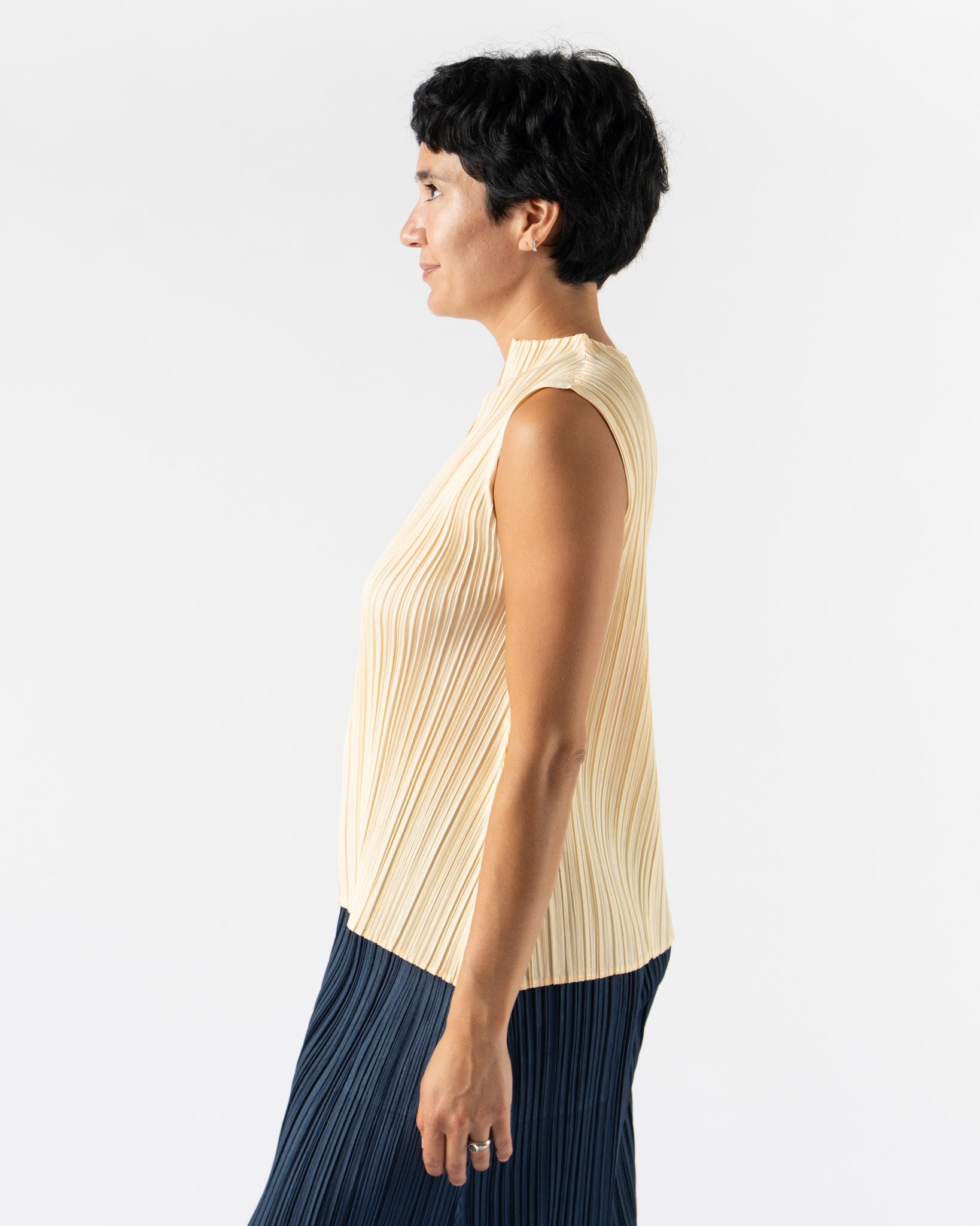 Pleats Please Issey Miyake Mellow Pleats in Cream Yellow