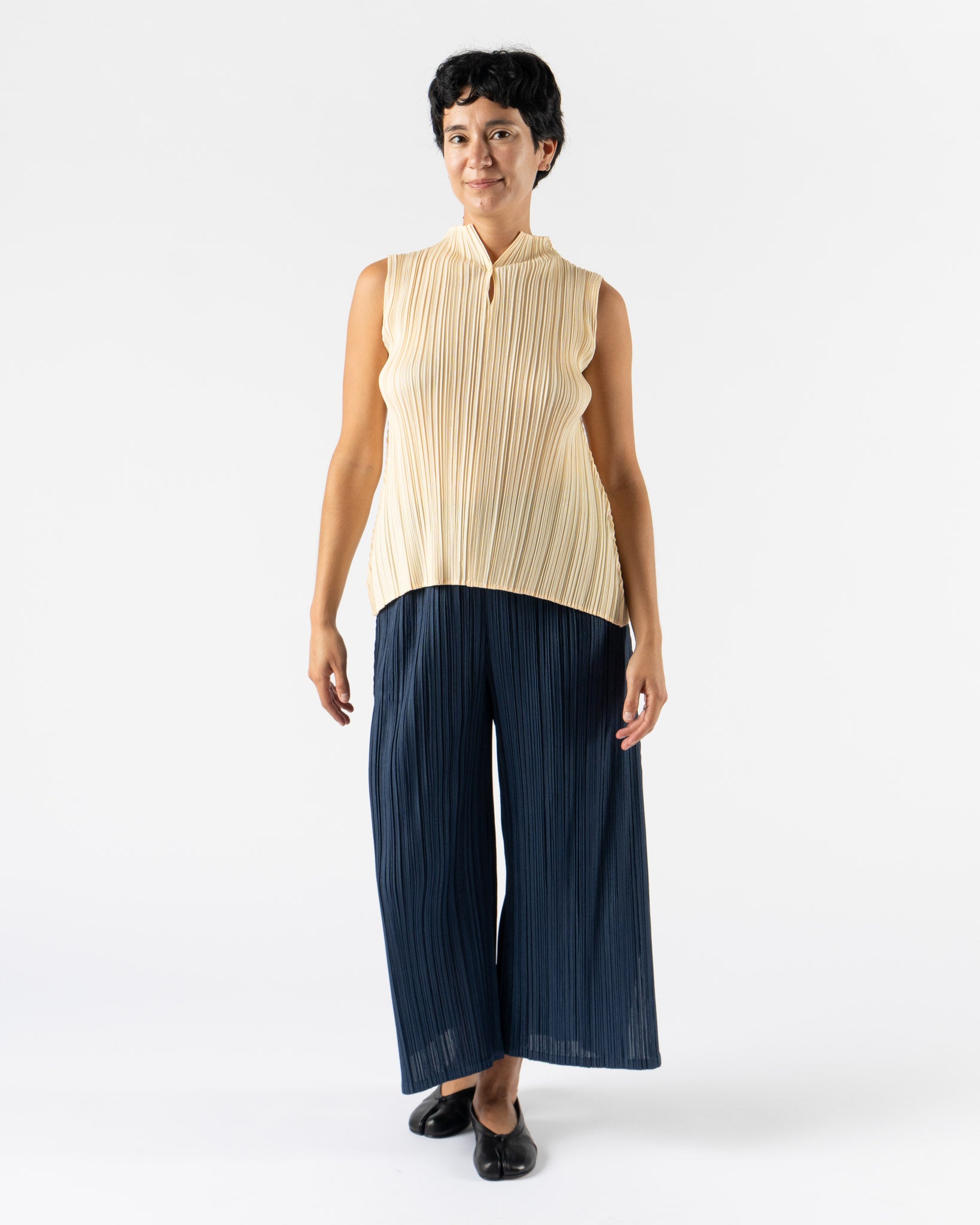 Pleats Please Issey Miyake Mellow Pleats in Cream Yellow