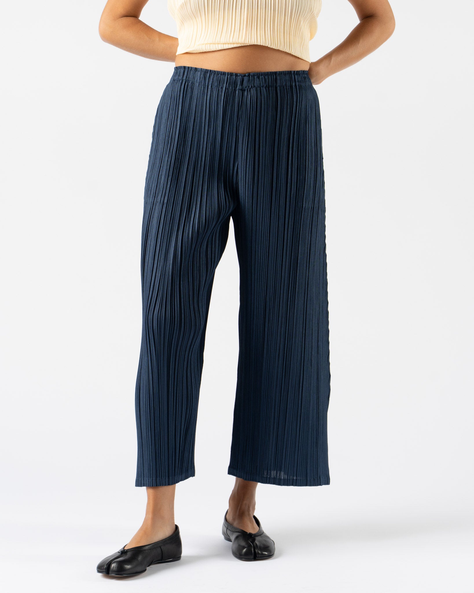Pleats Please Issey Miyake Mellow Pleats in Navy Curated at Jake  