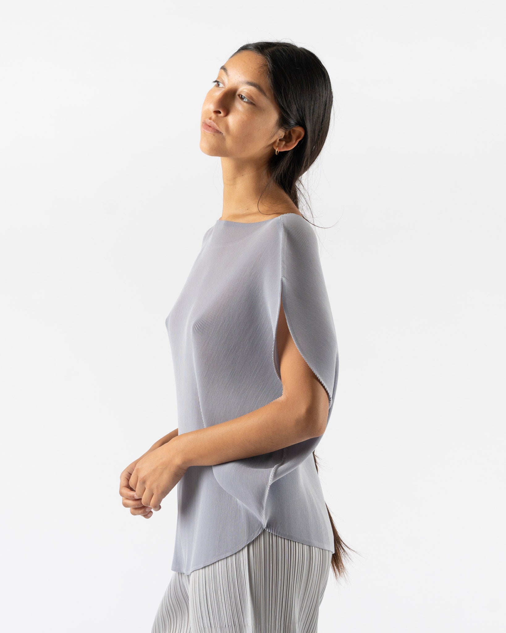 Pleats Please Issey Miyake Mist April Shirt in Cool Gray