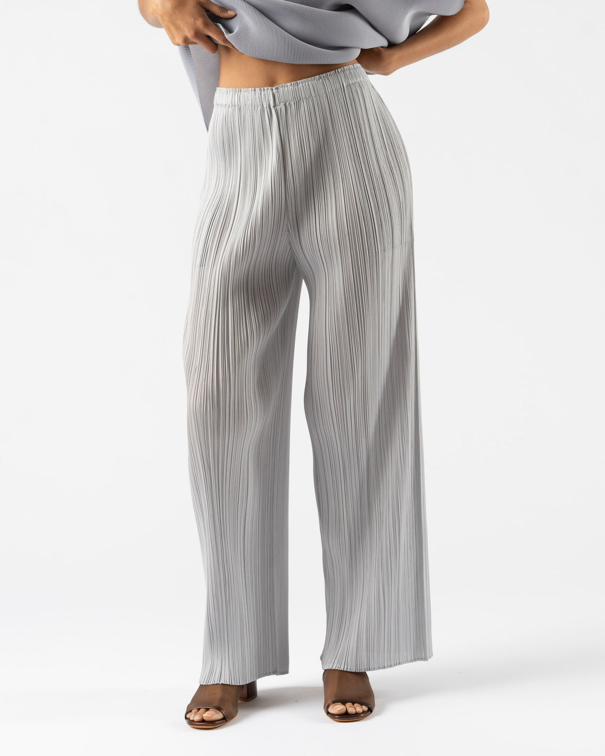 Pleats Please Issey Miyake Monthly Colors April Pants in Cool Gray 