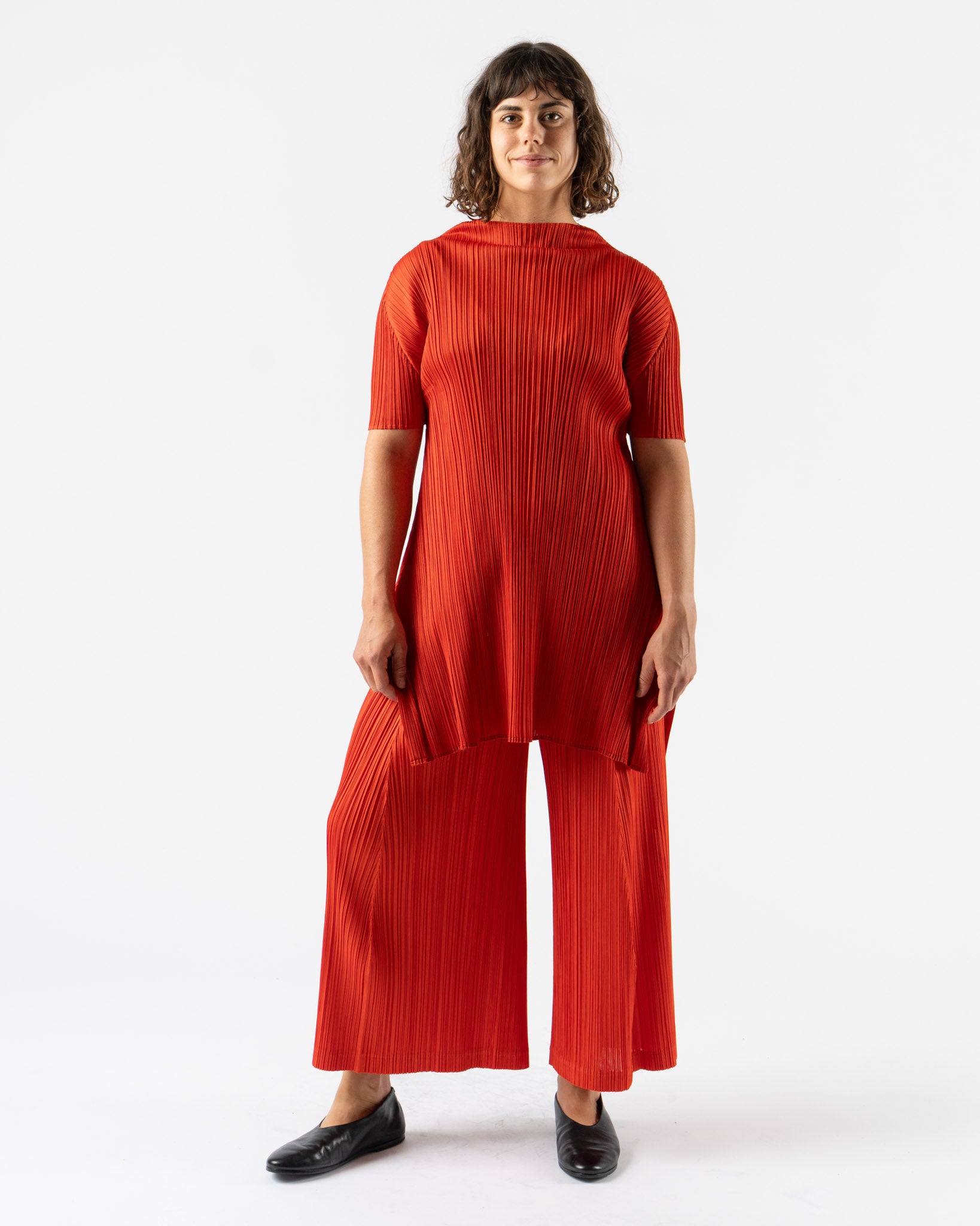 Pleats Please Issey Miyake Monthly Colors July in Bright Red