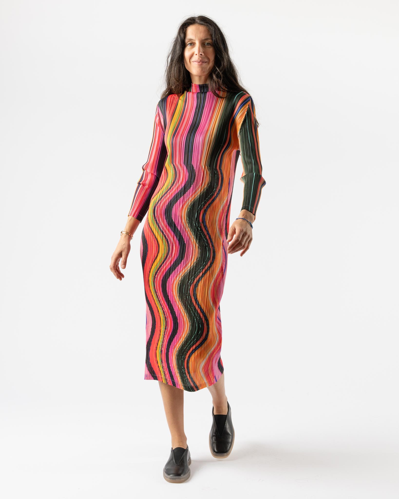 long sleeve miyake pleat dress Pleats Please Issey Warp in Pink Height:Petite Ralph Lauren | Fall VariantAvailable:3Y sleeved dress is available