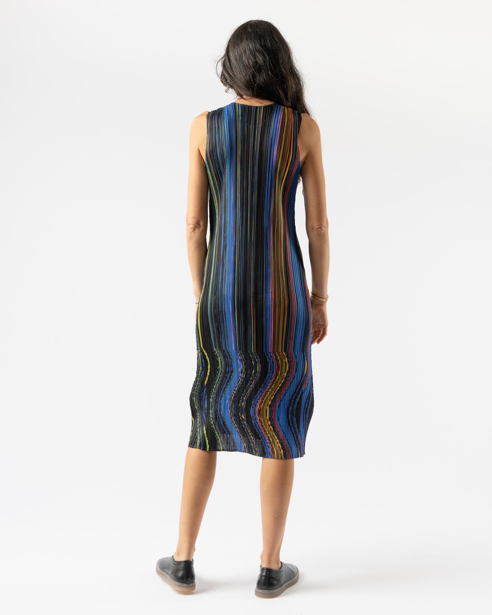 Pleats Please Issey Miyake Warp Dress in Black