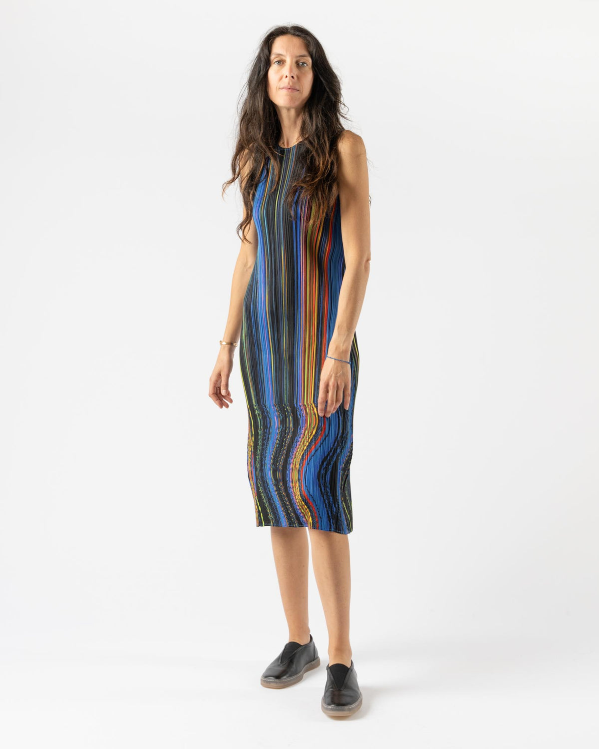 Pleats Please Issey Miyake Warp Dress in Black Curated at Jake and 