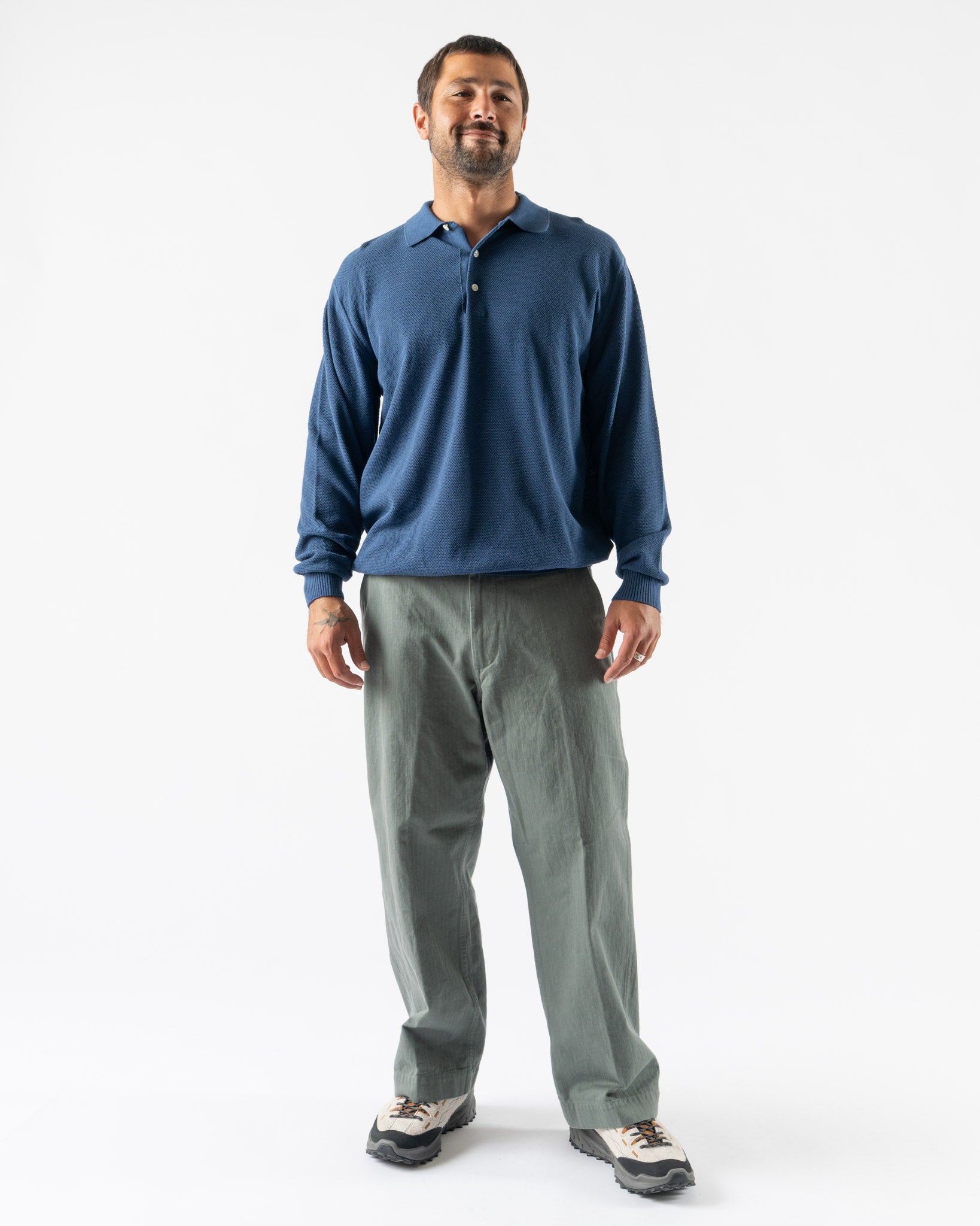 Beams Plus Pique Polo 14G in Navy