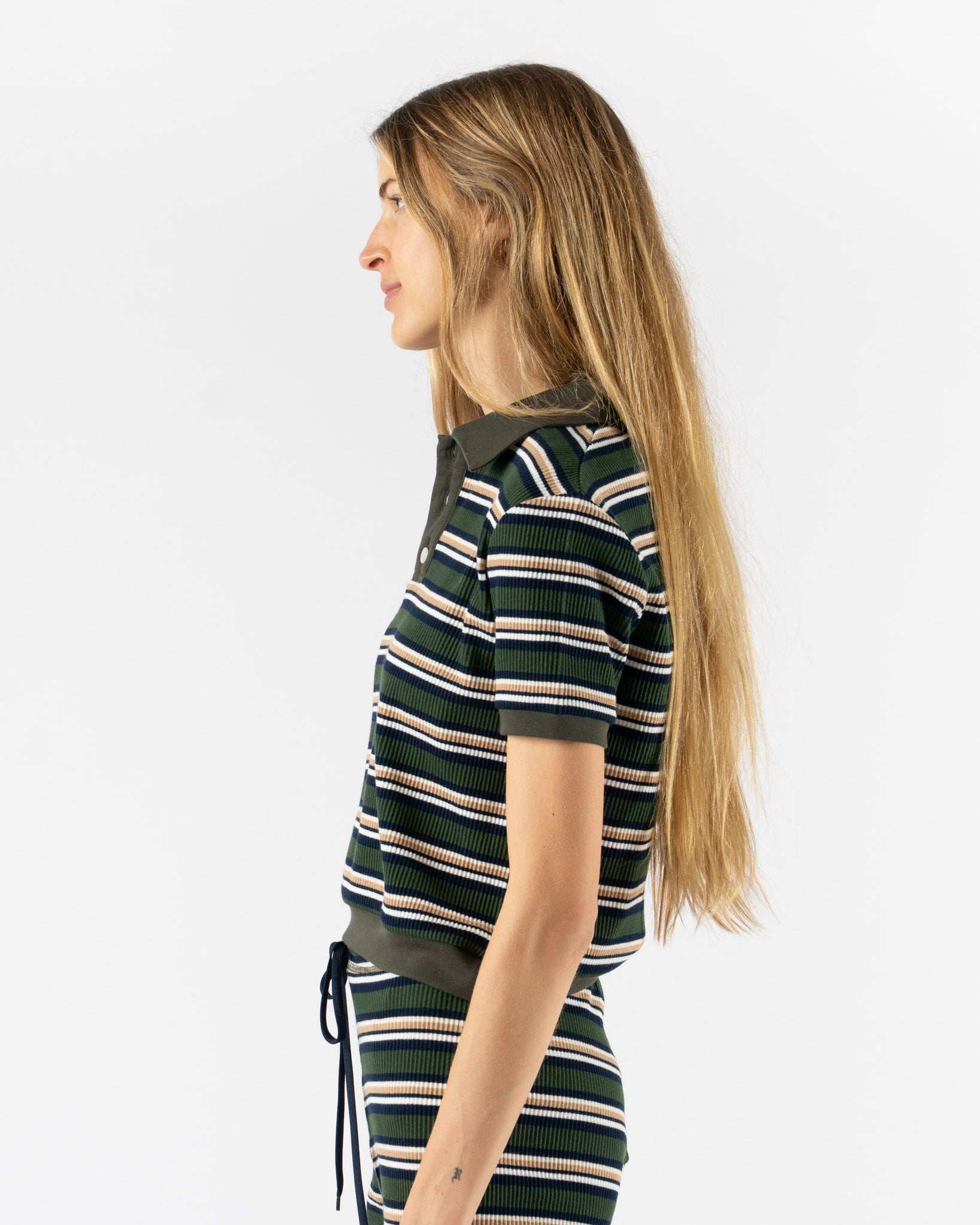 Rhodolirion Polo Shirt in Olive Random Stripe