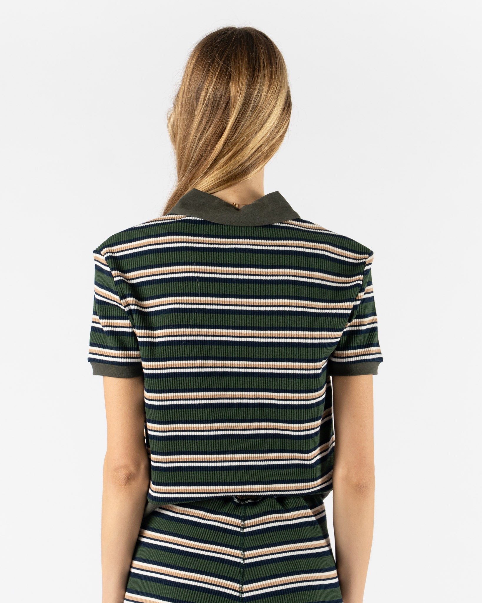 Rhodolirion Polo Shirt in Olive Random Stripe