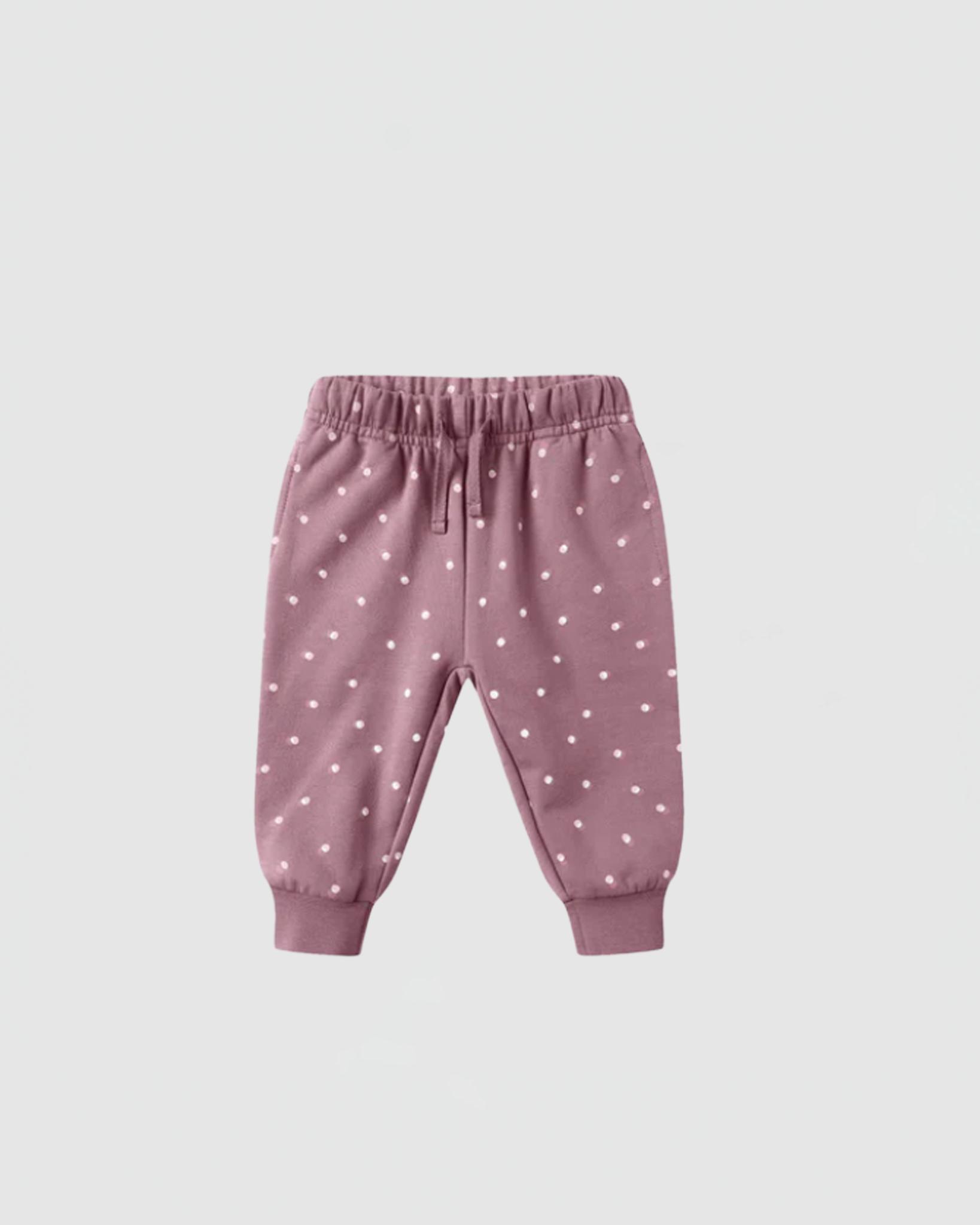 Quincy Mae Ruffle Fleece Sweatpant in Polka Dots