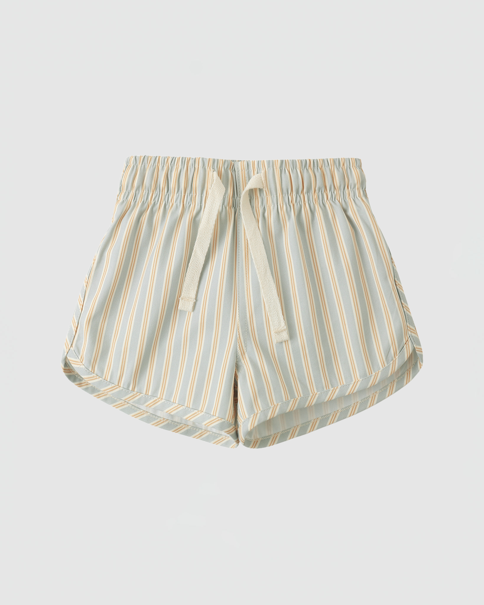 Quincy Mae Boys Swim Short in Blue + Butterscotch Stripe