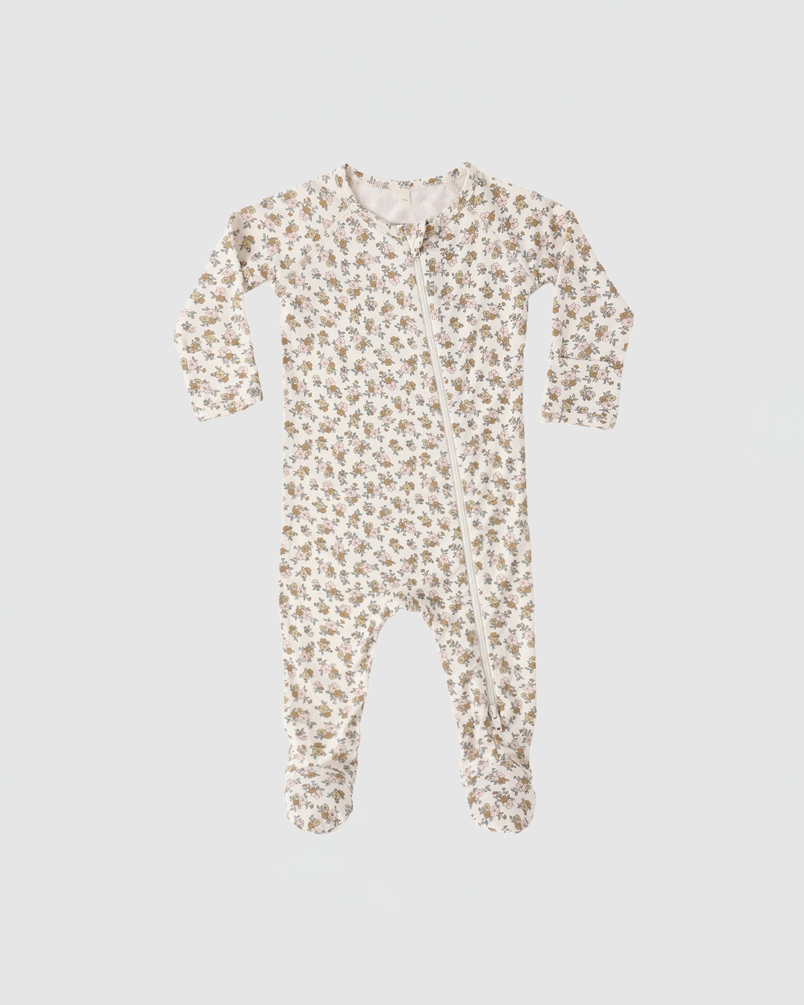 Quincy Mae Bamboo Zip Footie In Wildflower