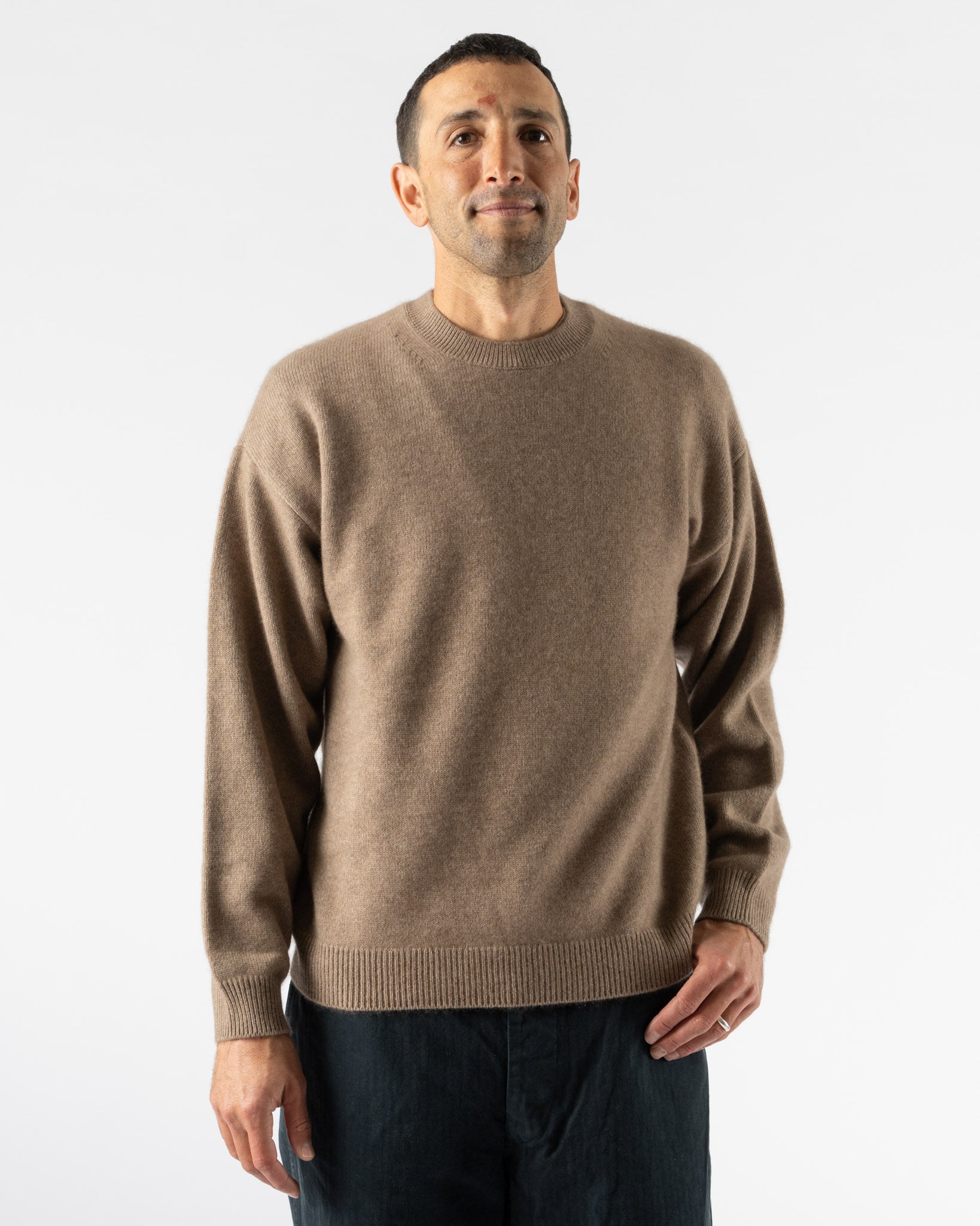 Auralee Baby Cashmere Knit Pullover in Natural Brown Curated at