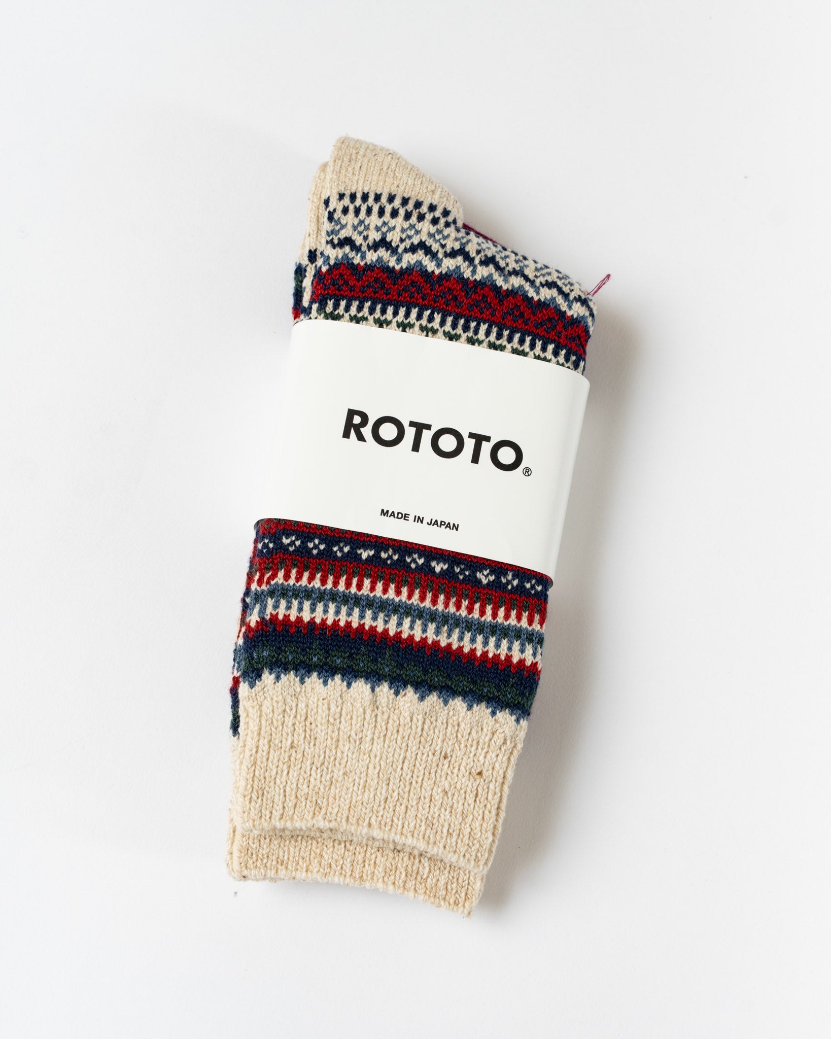 ROTOTO 1630 Nordic Pattern Socks in Ivory