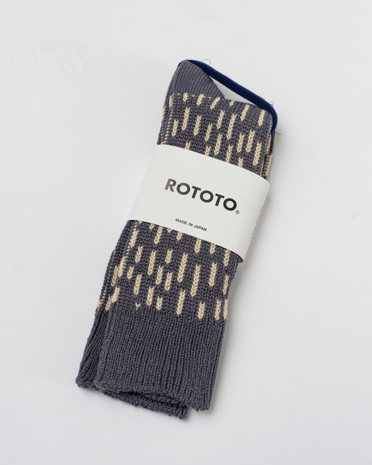ROTOTO R1431 Socks in Steel Blue/Ivory