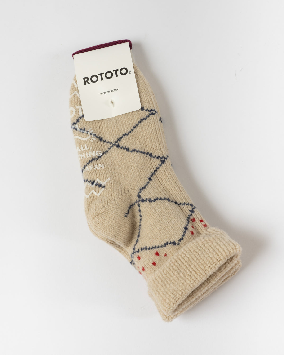 ROTOTO R1633 Sock in Ecru/Blue