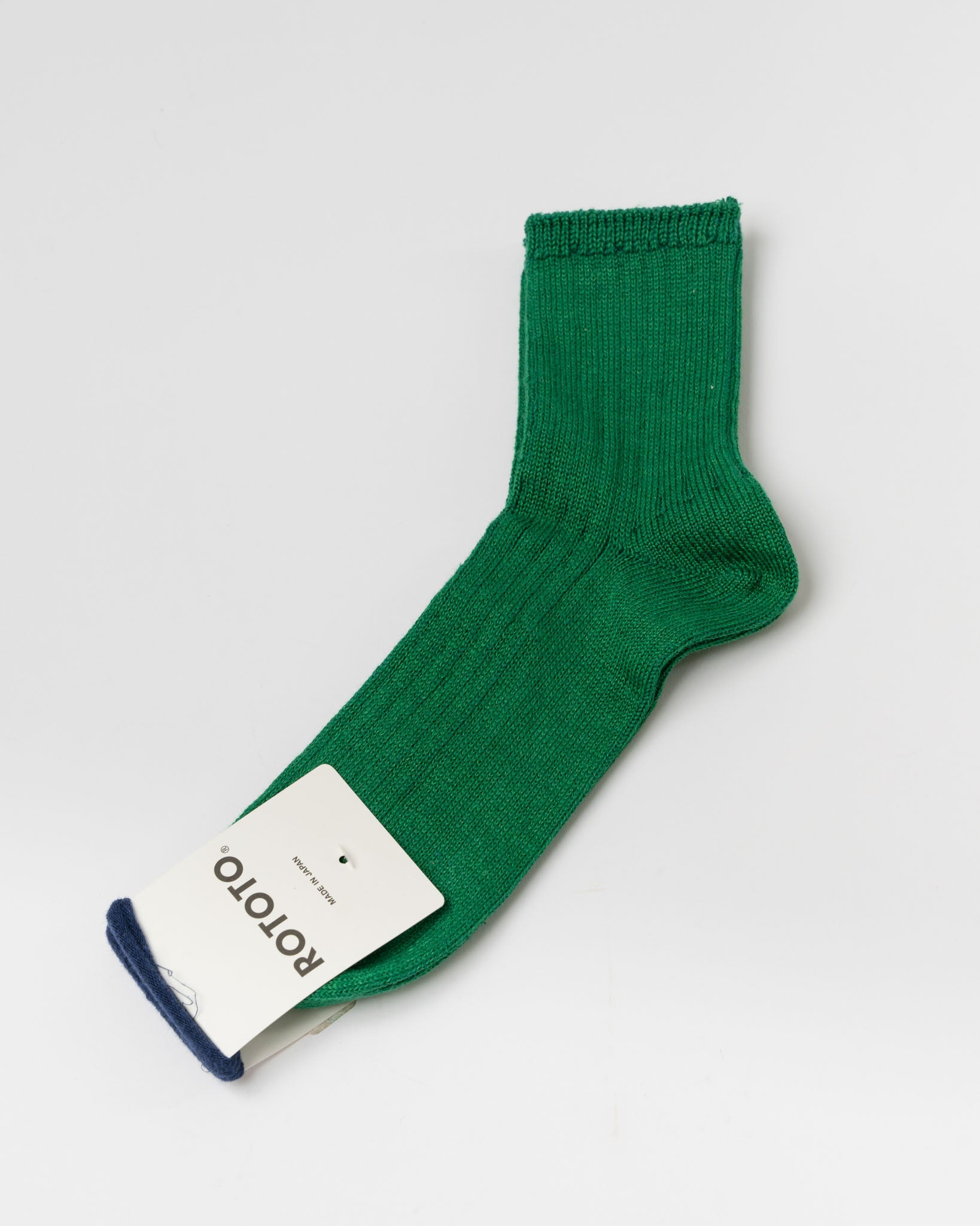 ROTOTO R1523 Chunky Ribbed Crew Socks in Green