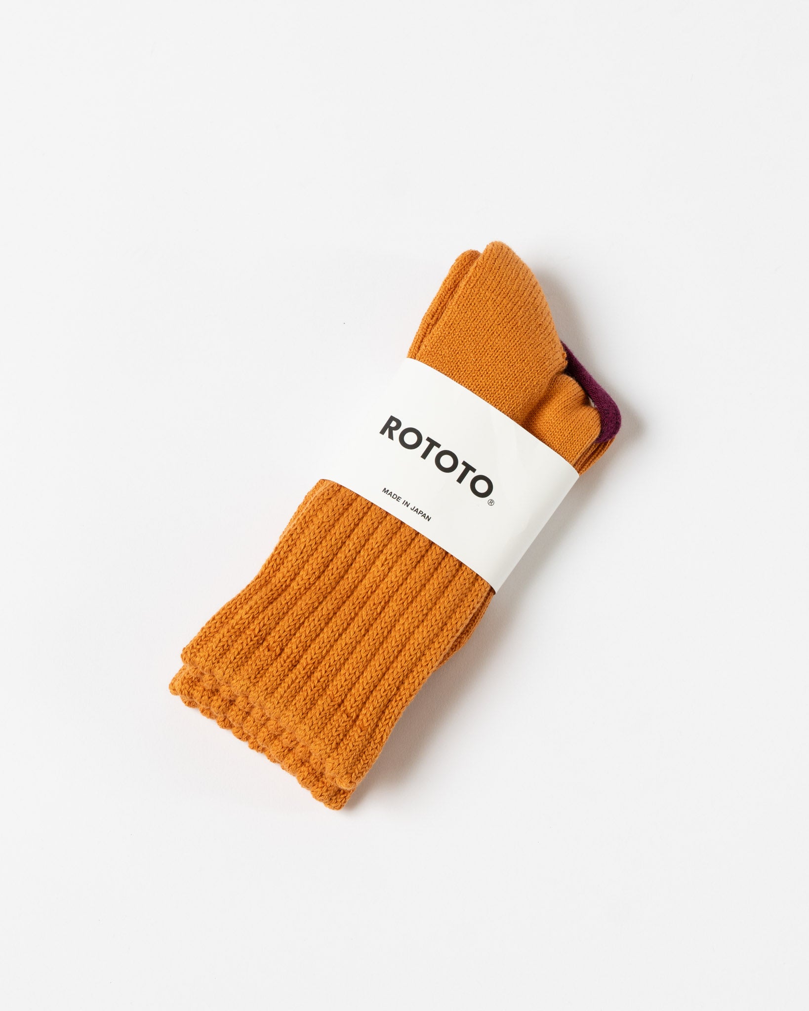 ROTOTO 1334 Loose Pile Crew Socks in Orange Peel