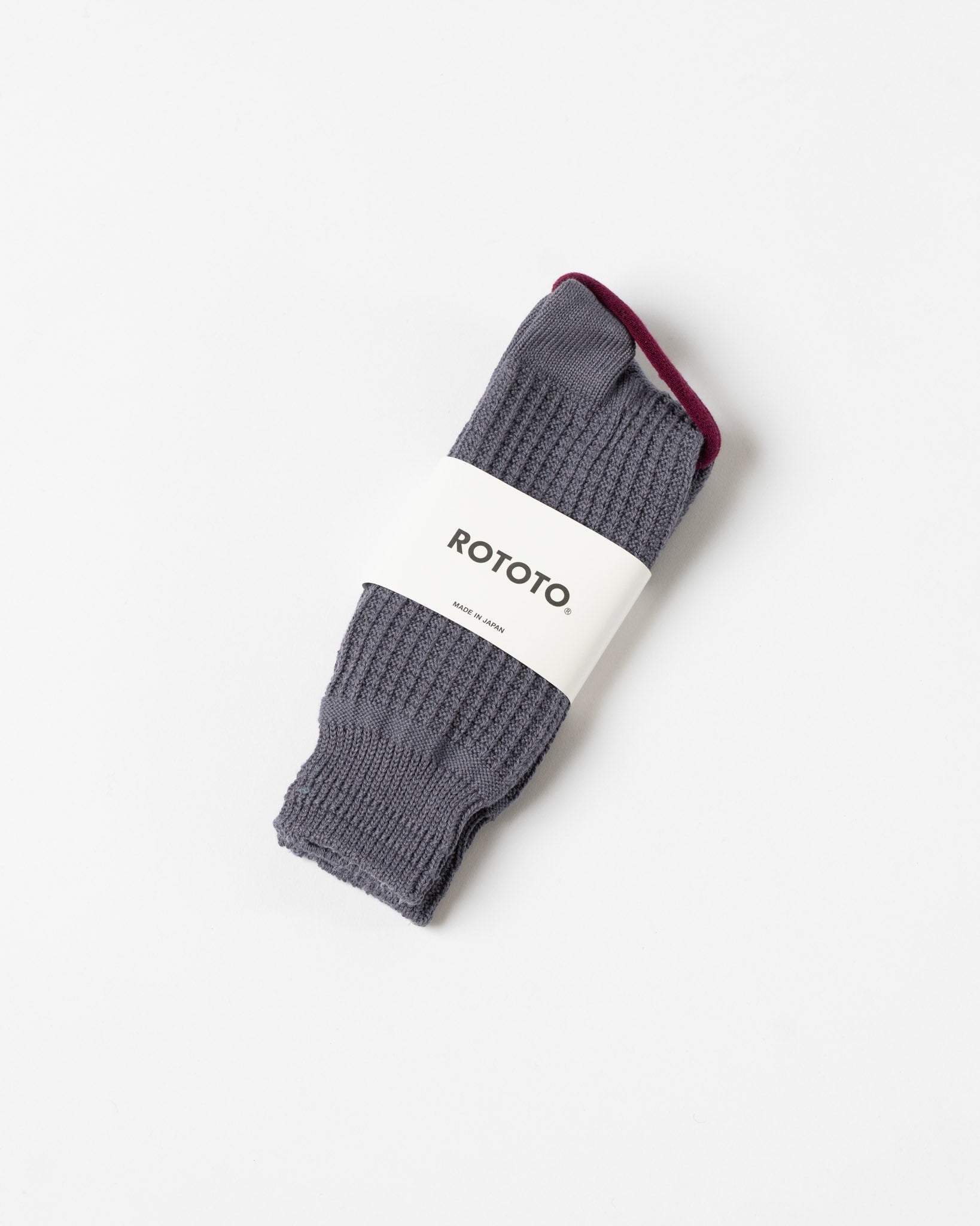 ROTOTO 1110 Waffle Cotton Crew Socks in Steel Blue