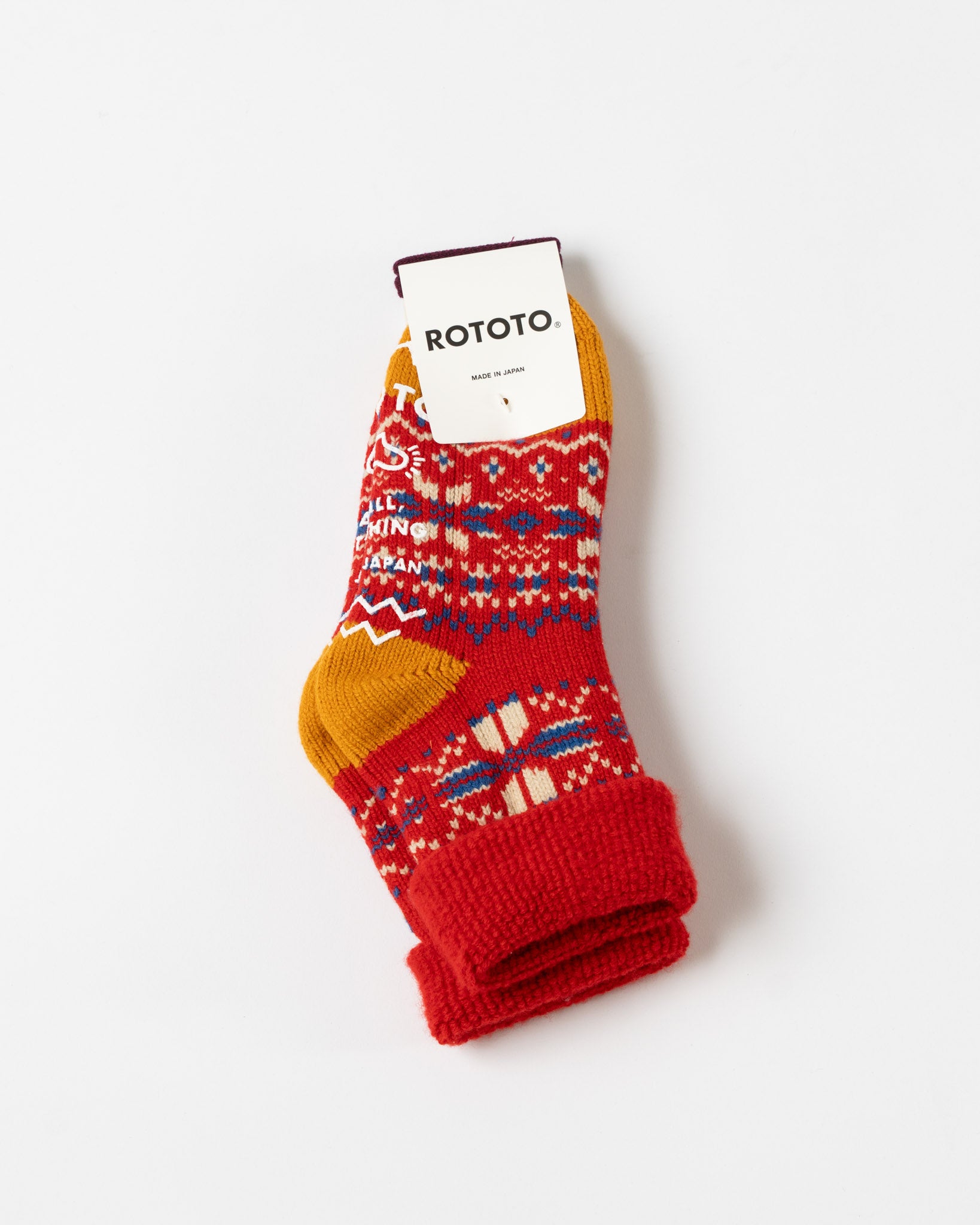 ROTOTO 1624 Comfy Room Snowflake Socks in Red