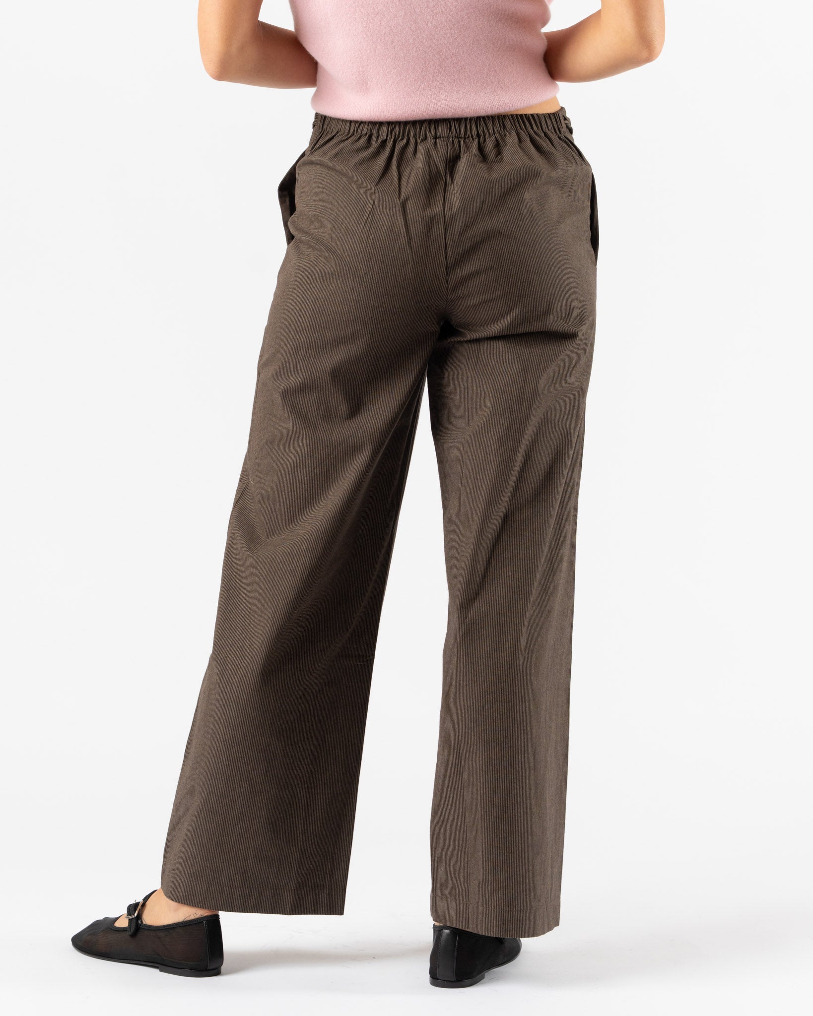 Deiji Studios Double Belted Pant in Brown Stripe