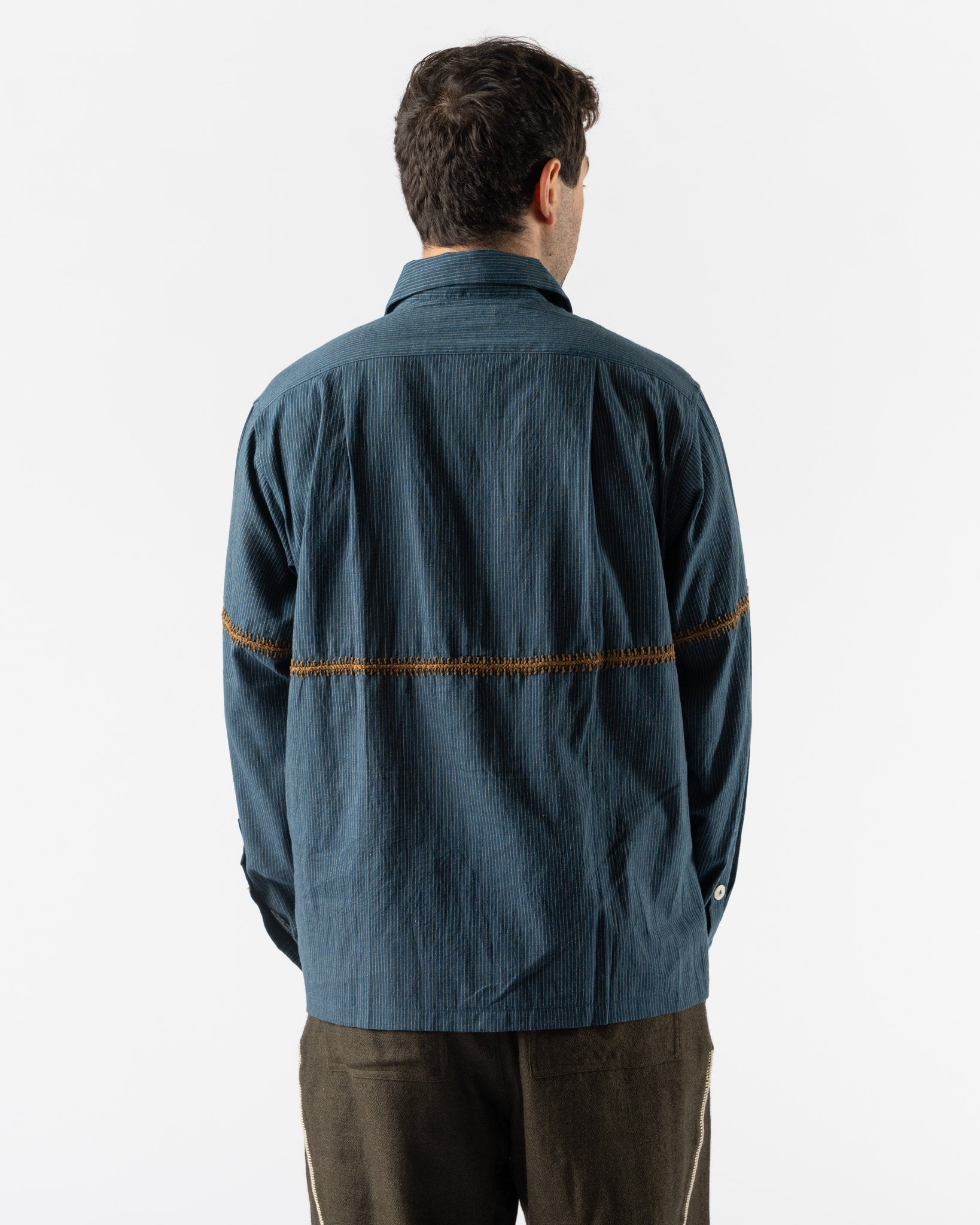 Kartik Research Rabari Shirt in Indigo/Gold
