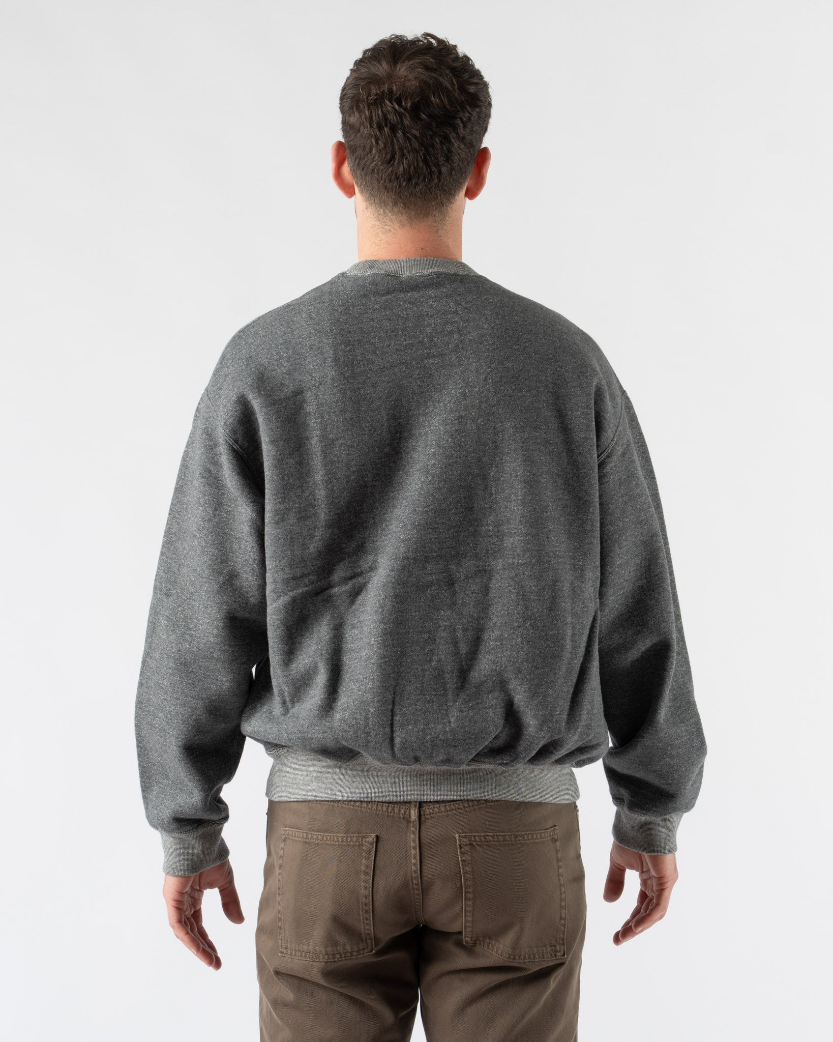 orSlow Relax Fit Densely Knit Sweat Shirt in Charcoal Gray