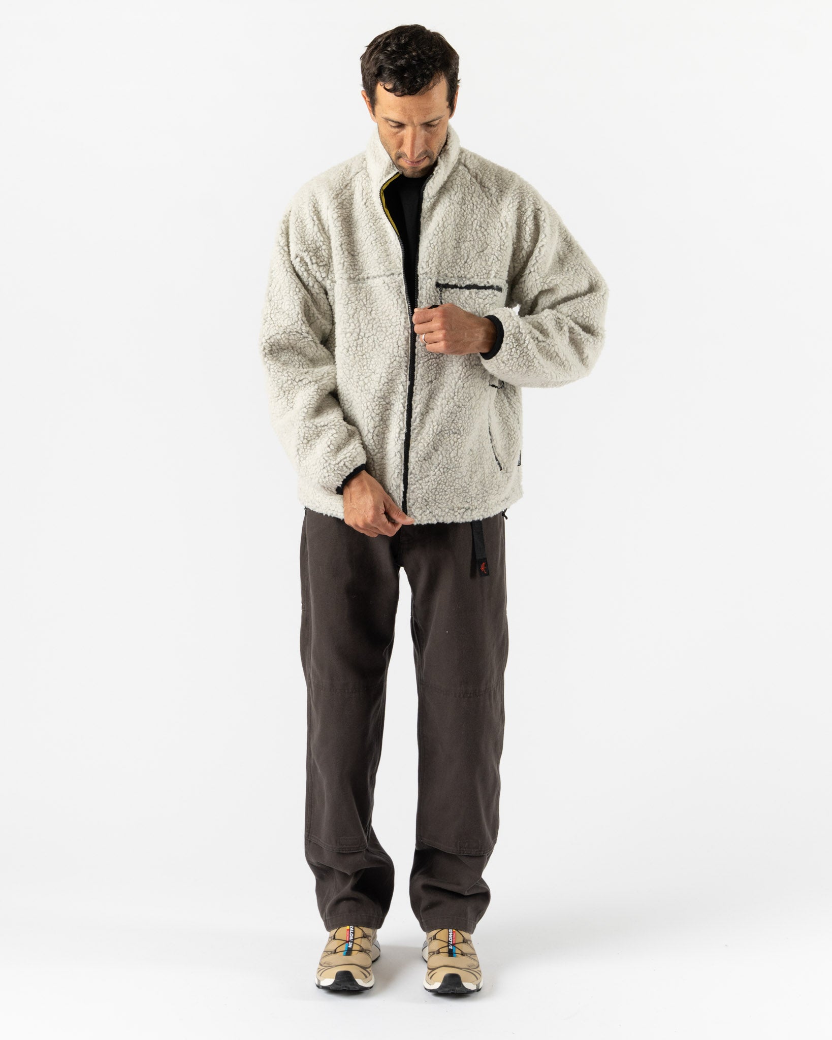 Gramicci Reversible Sherpa Jacket in Natural/Chartreuse