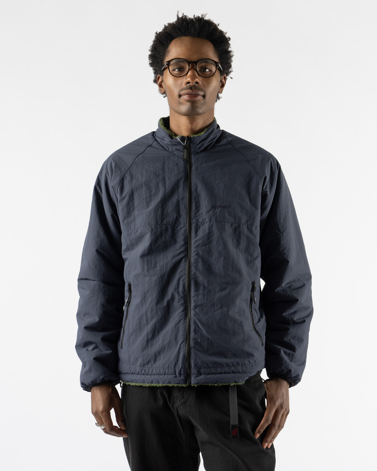 Gramicci Reversible Sherpa Jacket in Olive/Navy Olive/Navy
