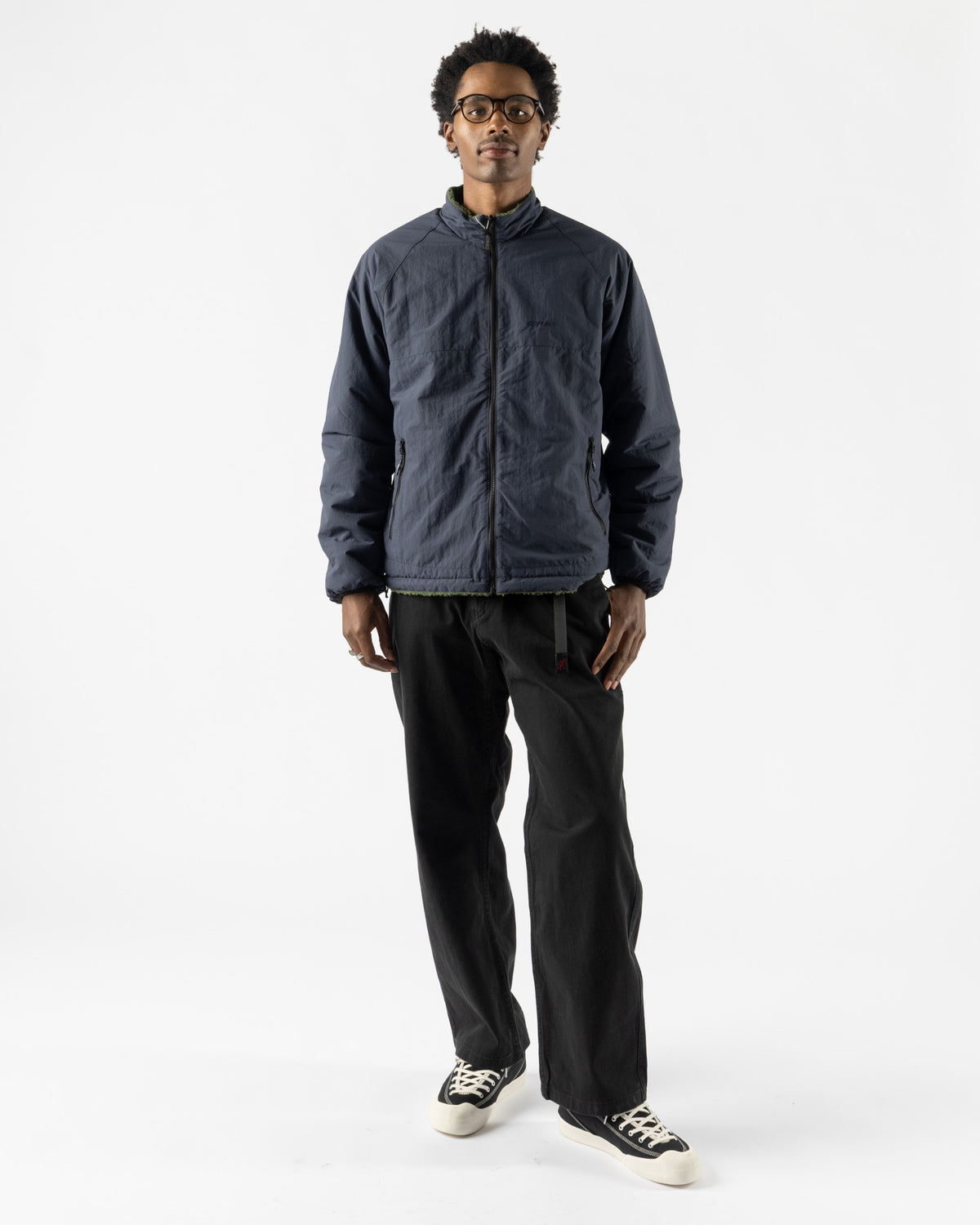 Gramicci Reversible Sherpa Jacket in Olive/Navy Olive/Navy