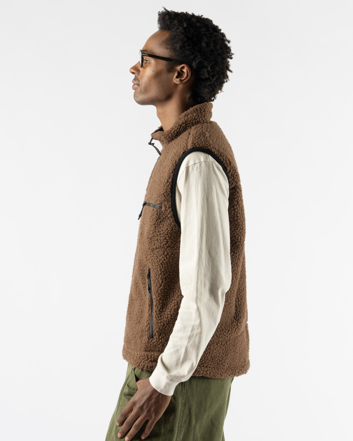 Gramicci Reversible Sherpa Vest in Dark Brown/Black Dark Brown/Black