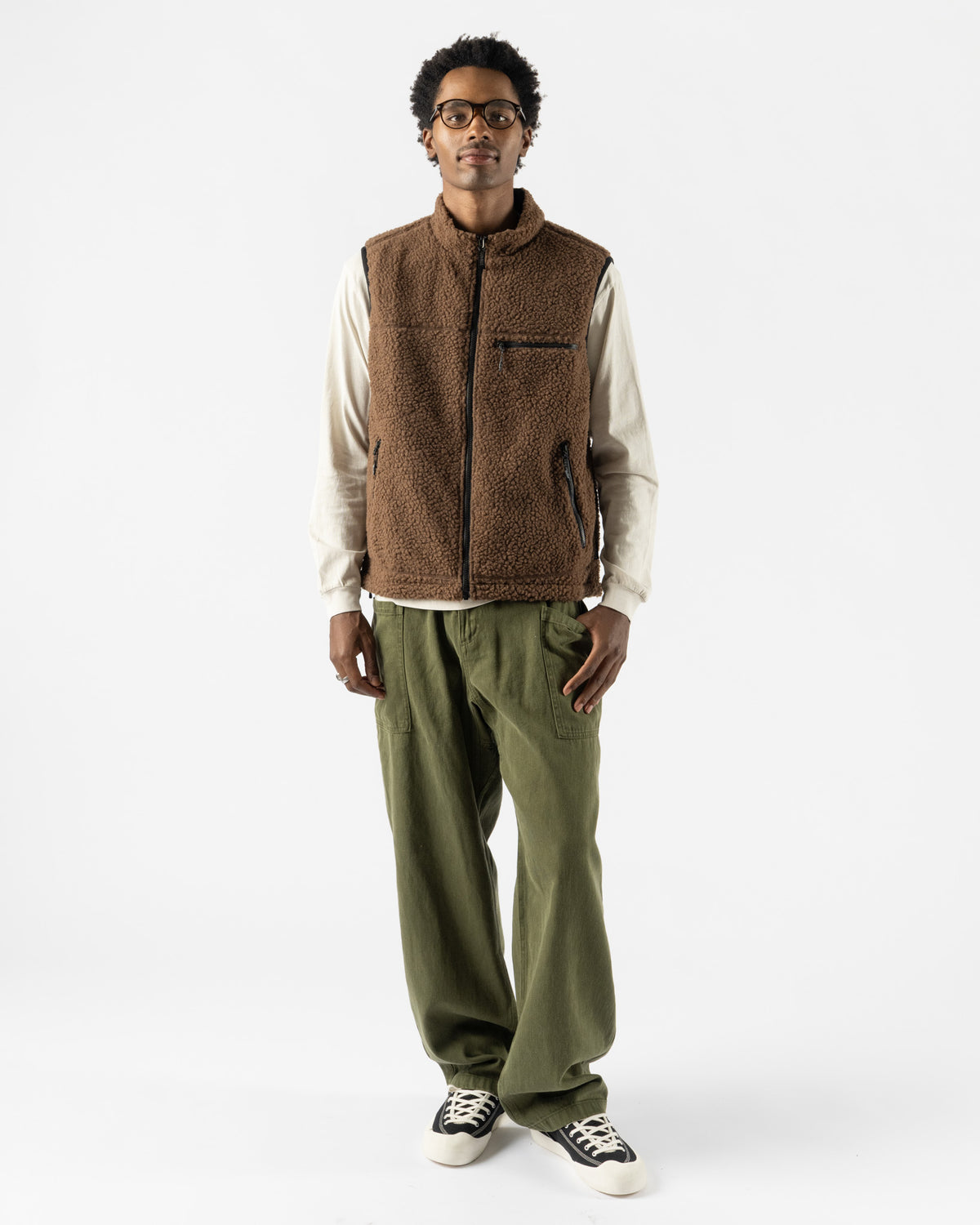 Gramicci Reversible Sherpa Vest in Dark Brown/Black Dark Brown/Black