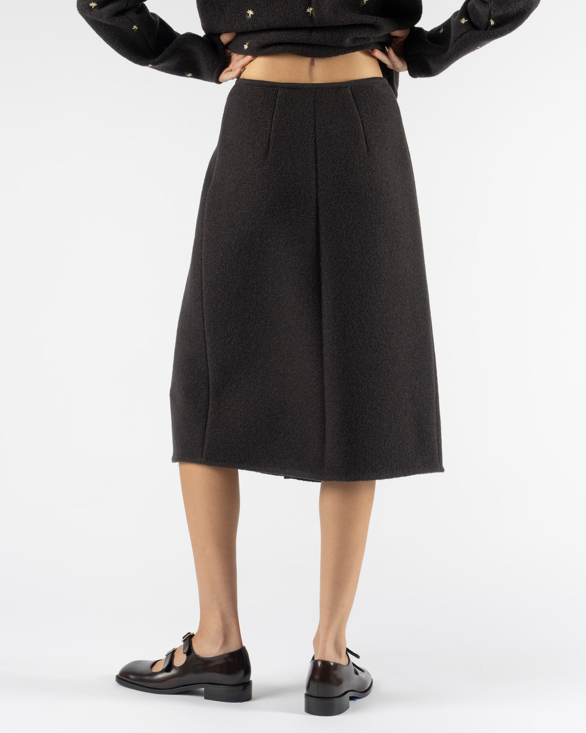 RIER Walker Wrap Skirt in Charbon Felted