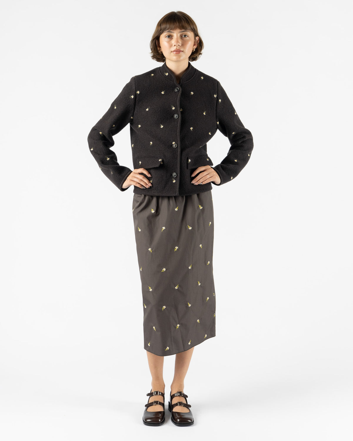 RIER Jupon Skirt in Charbon Crocus Popeline