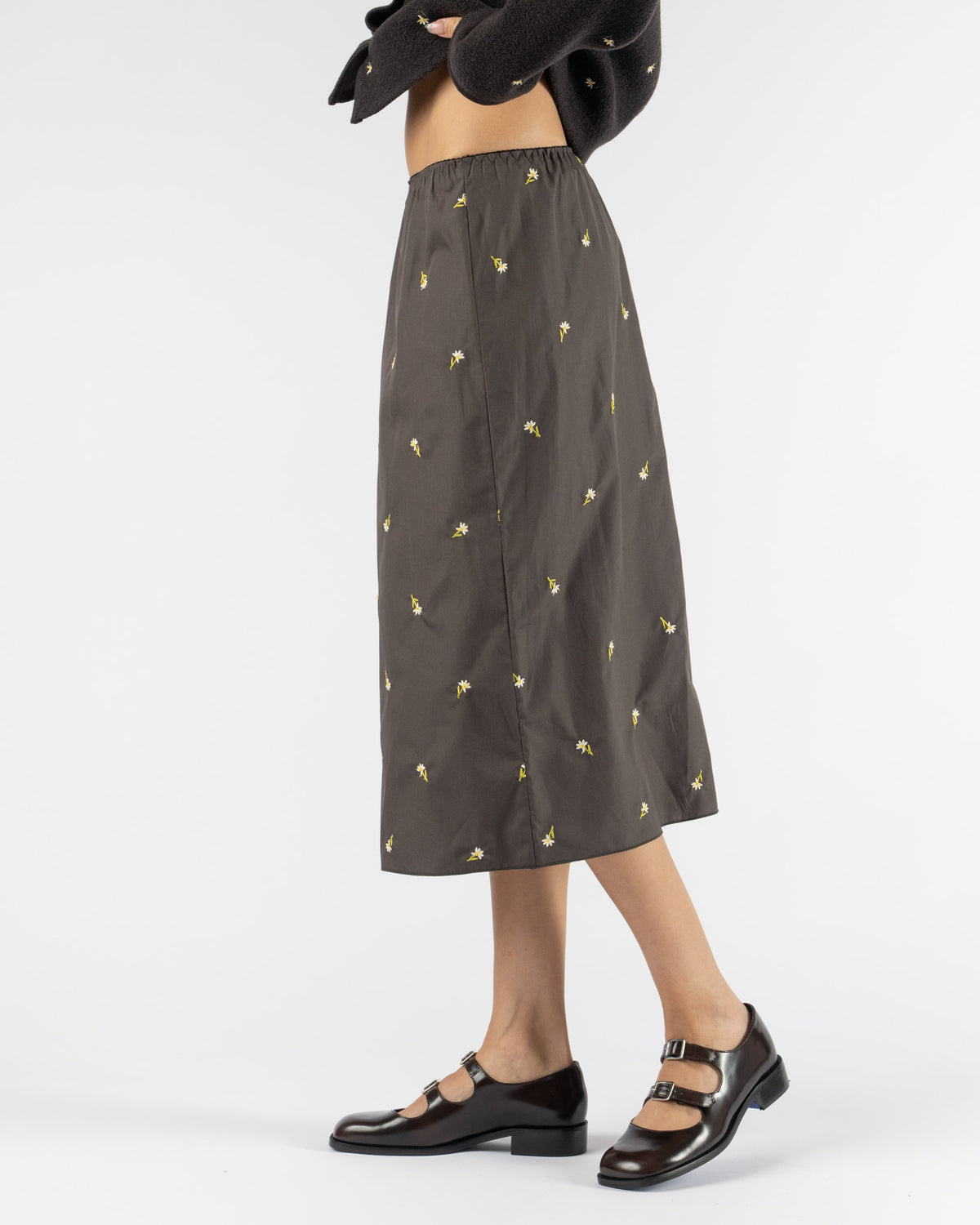 RIER Jupon Skirt in Charbon Crocus Popeline