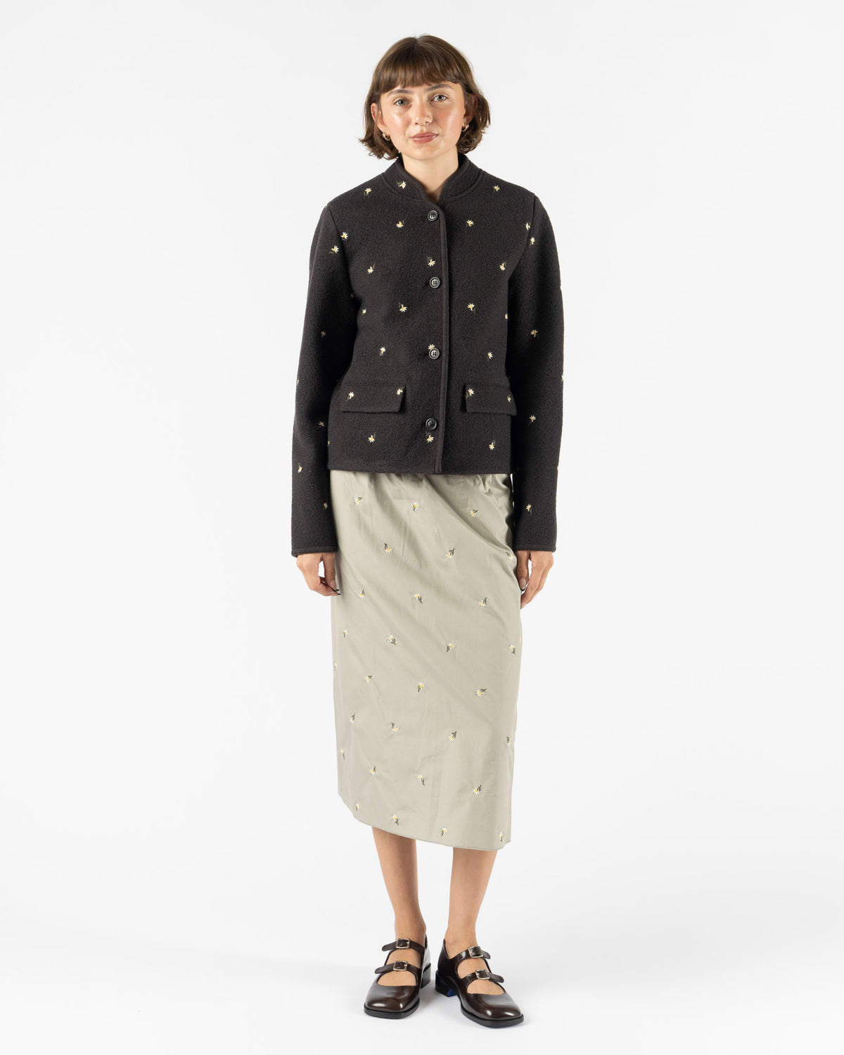 RIER Jupon Skirt in Edelweiss Crocus Popeline