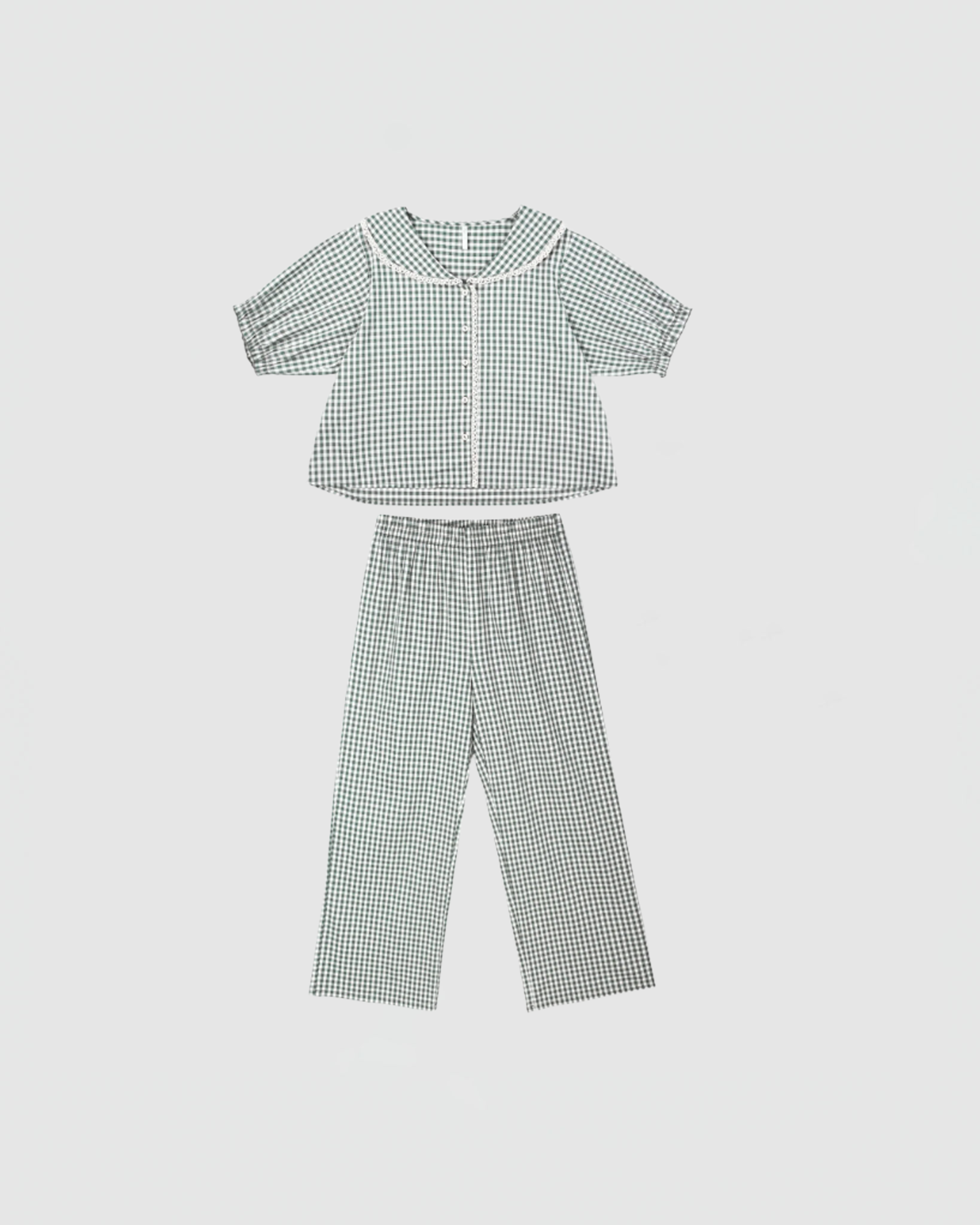 Rylee + Cru Ruffle Pajamas in Evergreen Gingham