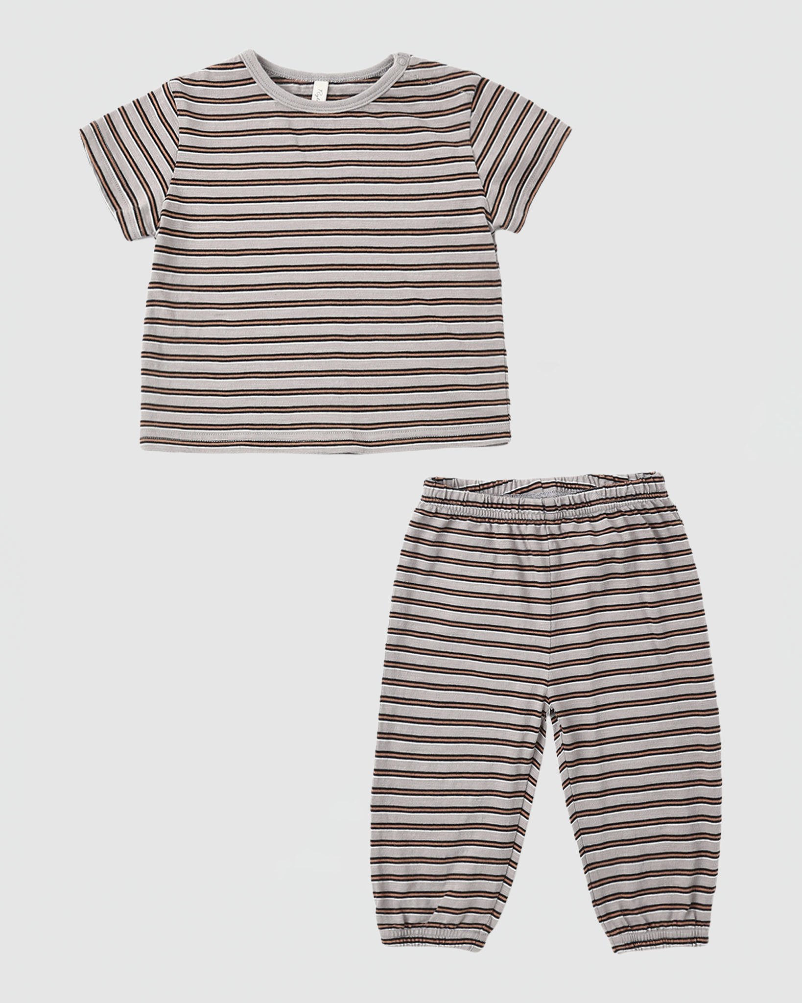 Rylee + Cru Jersey Tee + Pant Set Vintage Stripe Dusty Blue