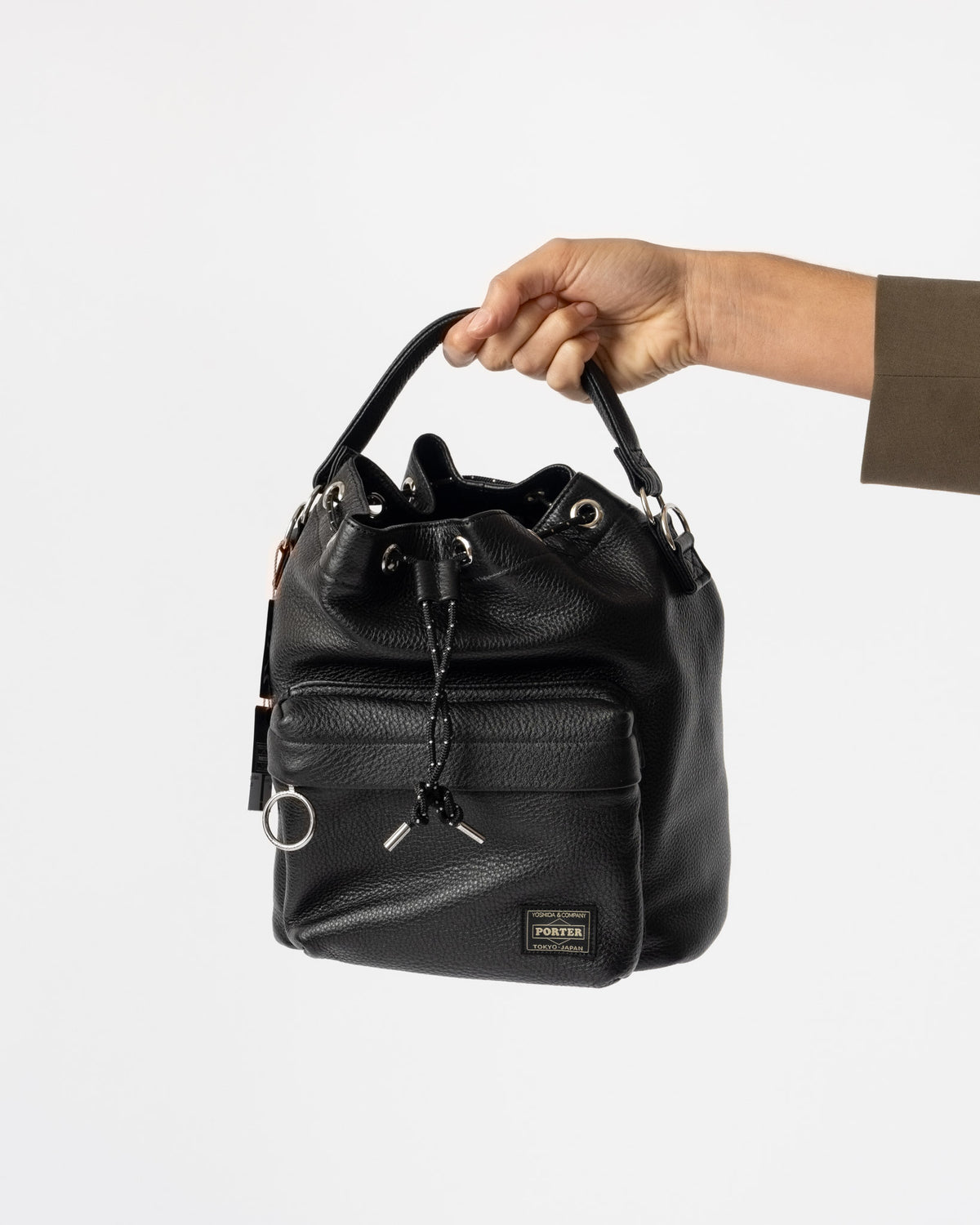 Porter Yoshida Leather Balloon Bag in Black