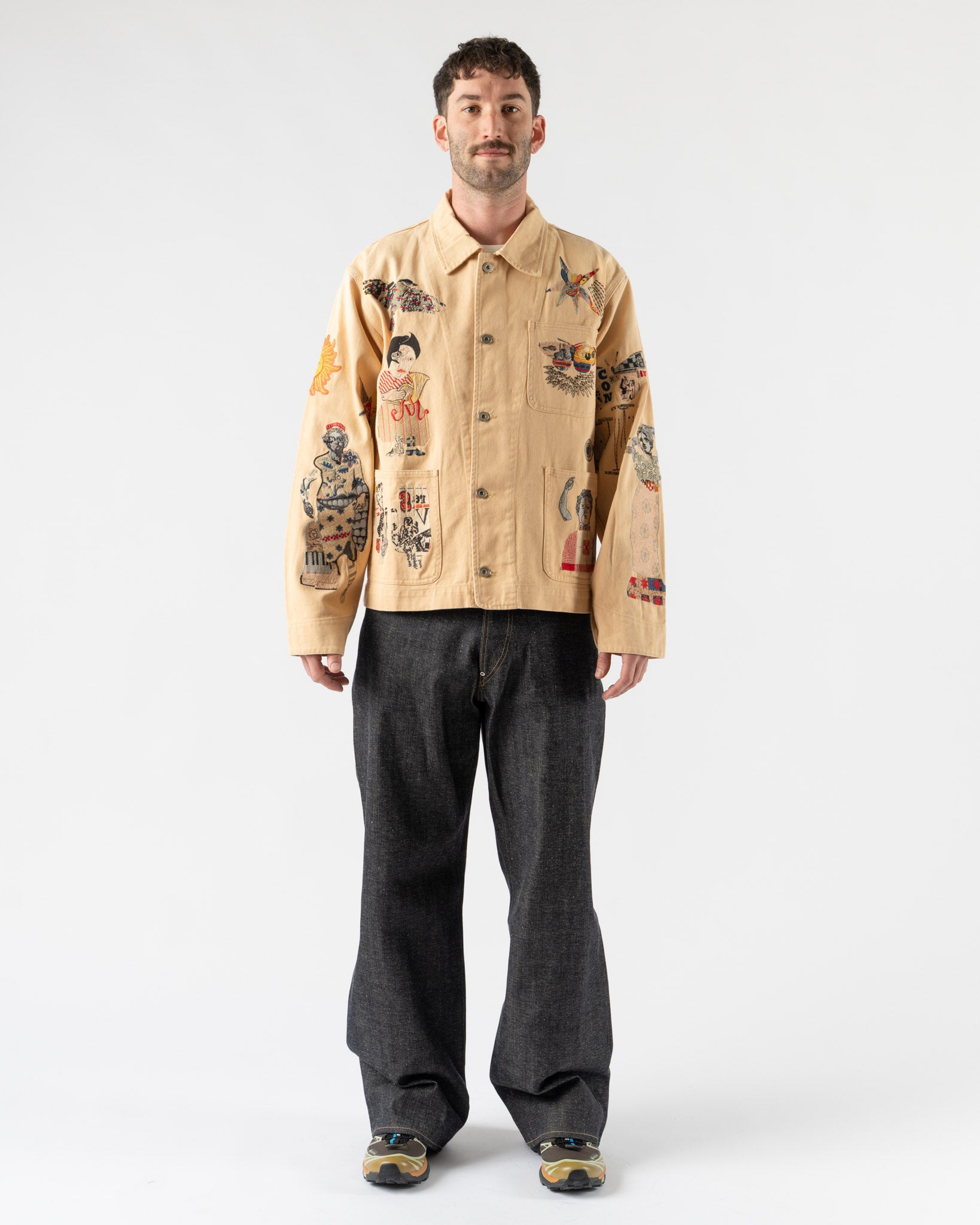 collageのジャケット Samuel Zelig Collage Chore Jacket in Hay Curated at Jake and Jones