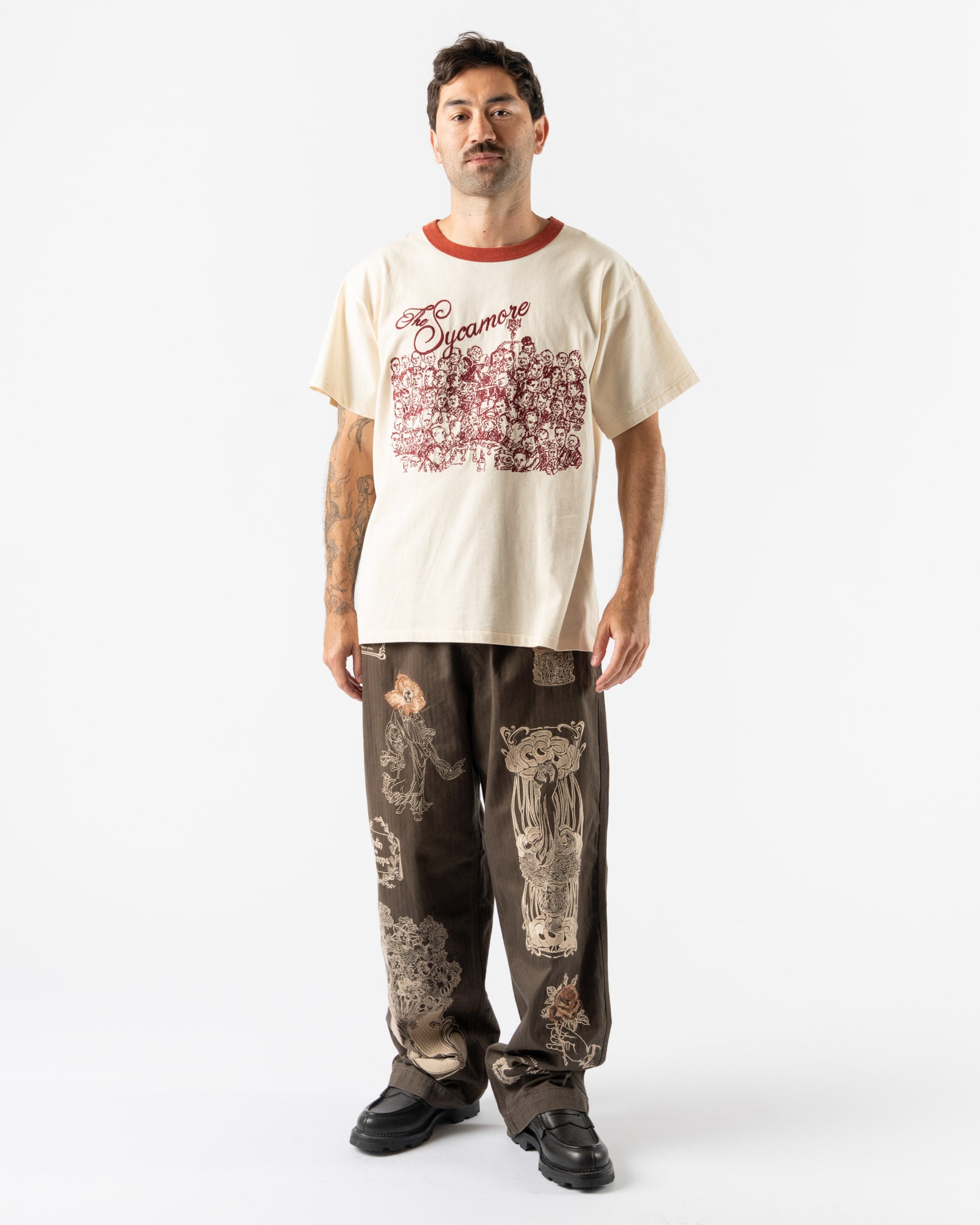 Samuel Zelig Restaurant Tee in Red Ringer/Natural