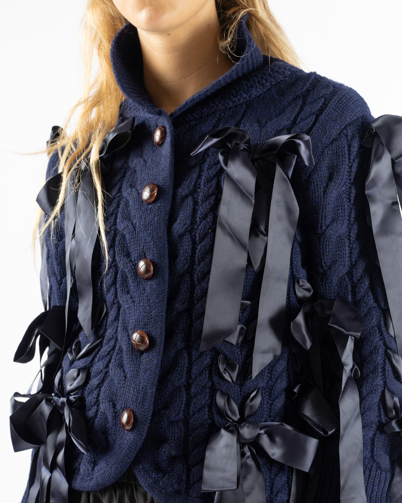 Sandy Liang Cobble Cardigan in Navy