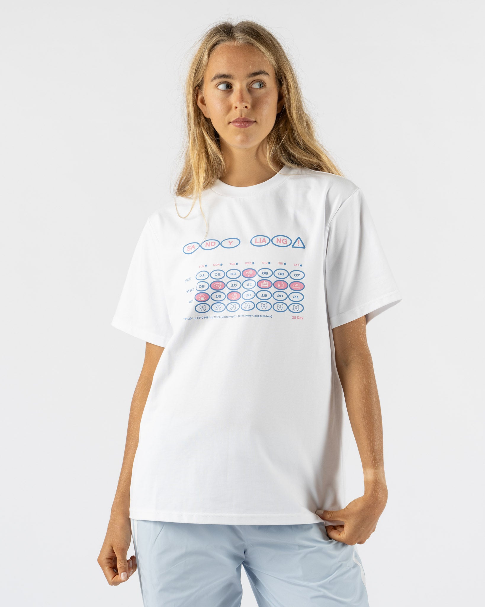 Sandy Liang Calendar Boxy Tee in White