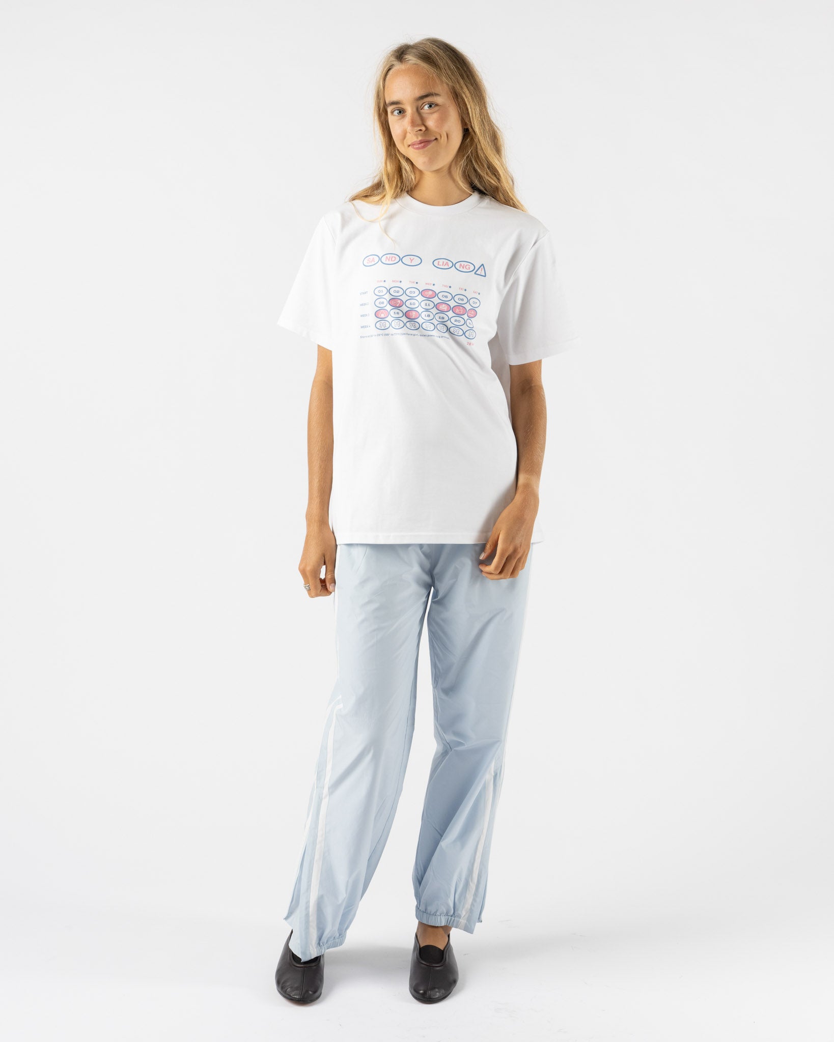 Sandy Liang Calendar Boxy Tee in White