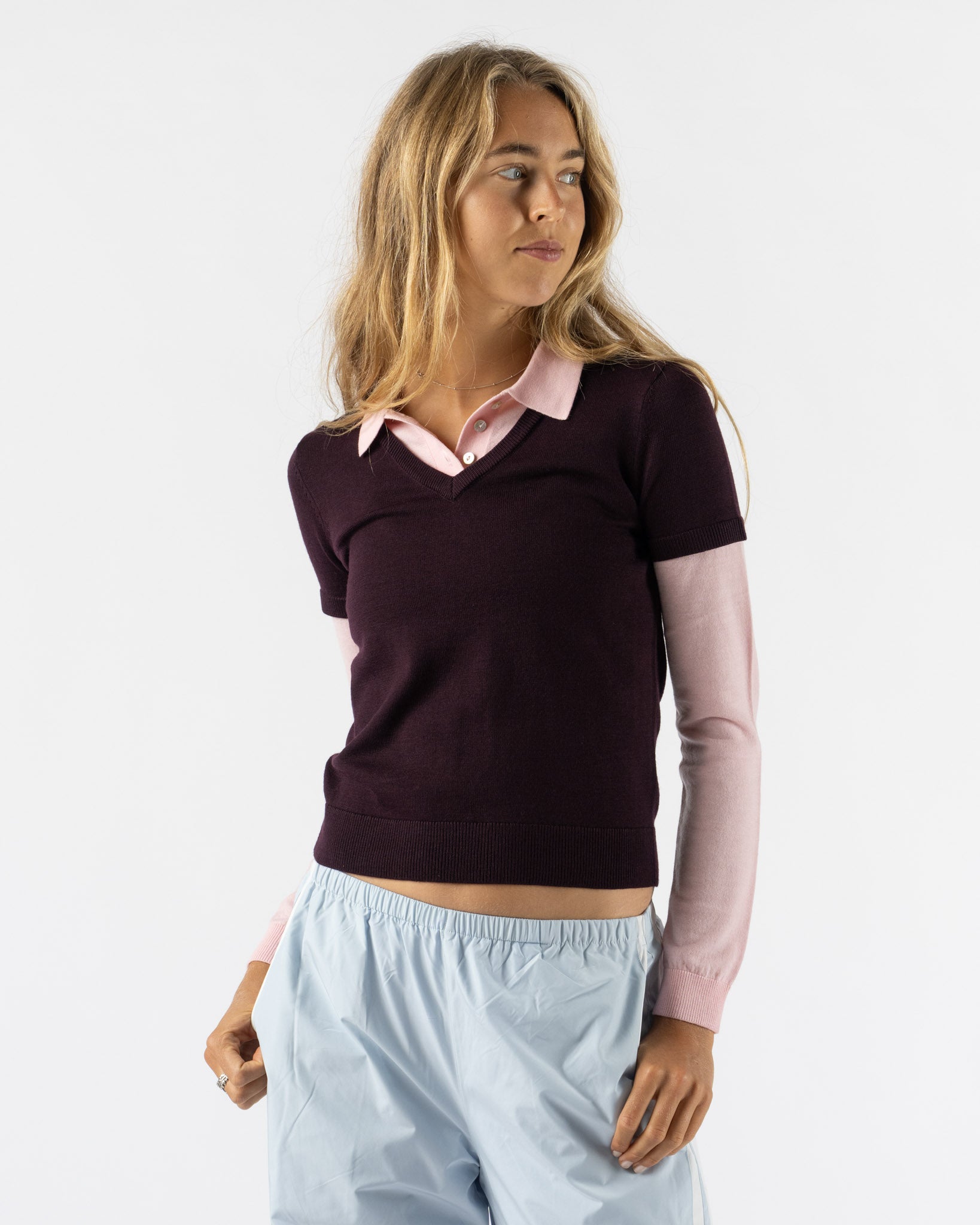 Sandy Liang Lottie Sweater in Burgundy
