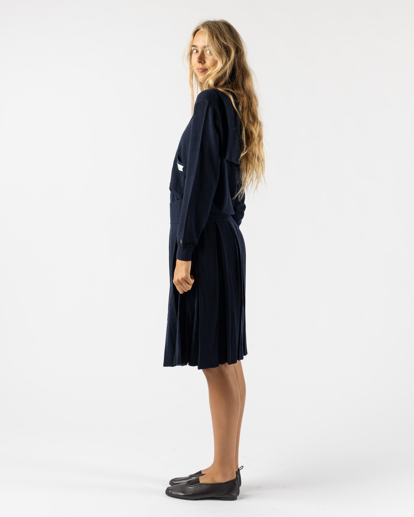 Sandy Liang Shortcake Knit Dress in Navy