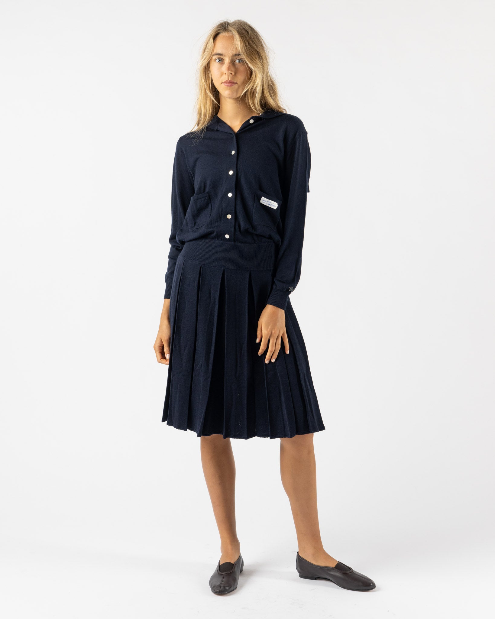 Sandy Liang Shortcake Knit Dress in Navy