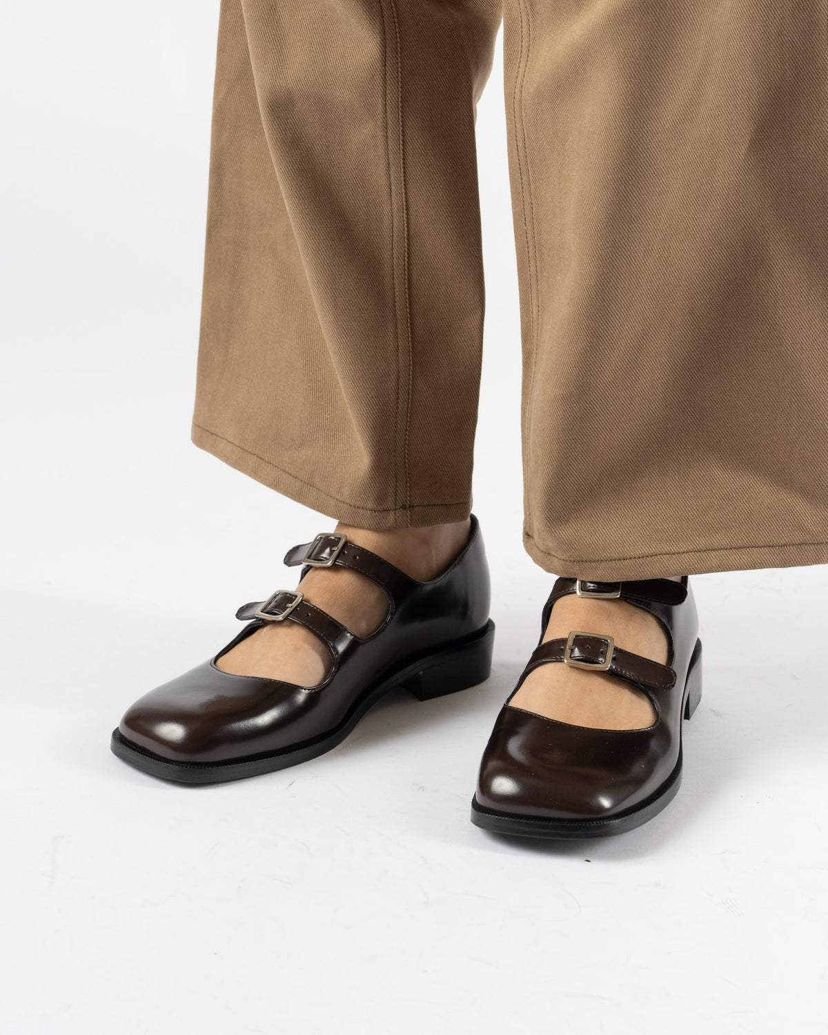 Sandy Liang Mary Jane Double Strap Welt Heel in Brown