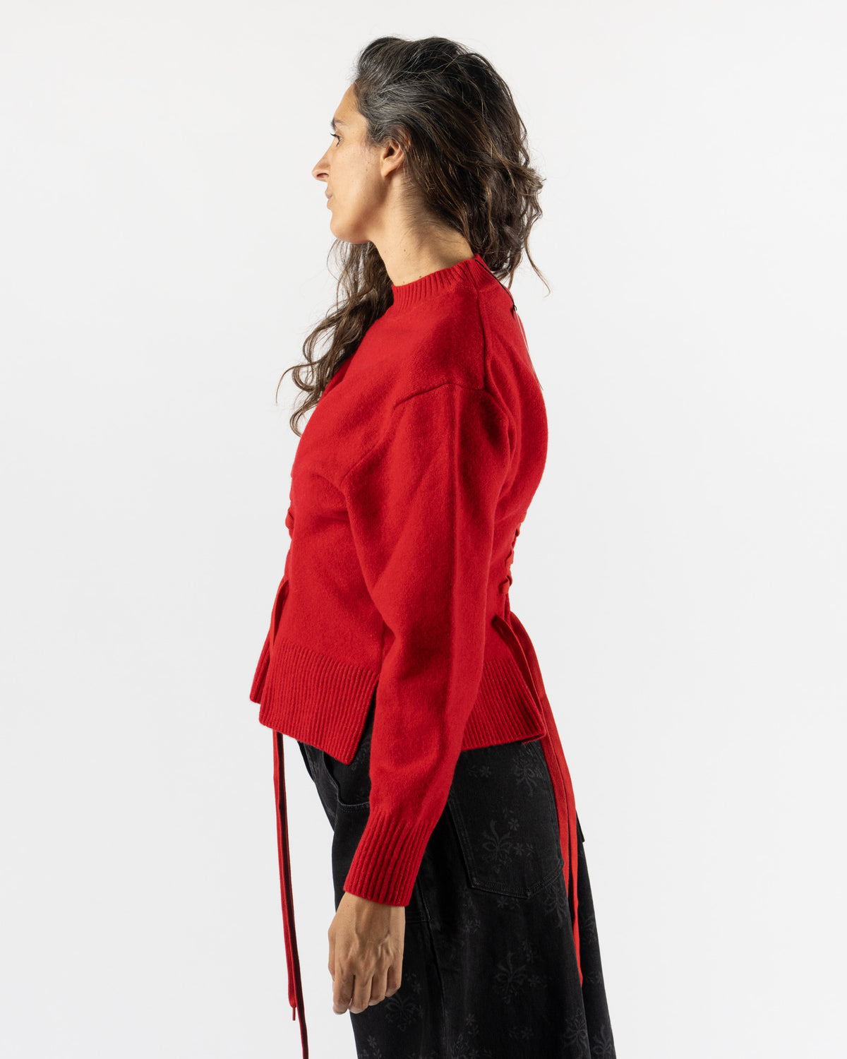 Simone Rocha Merino Sculpted Corset Jumper in Red