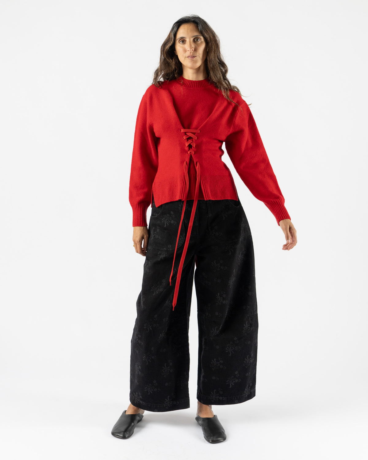 Simone Rocha Merino Sculpted Corset Jumper in Red